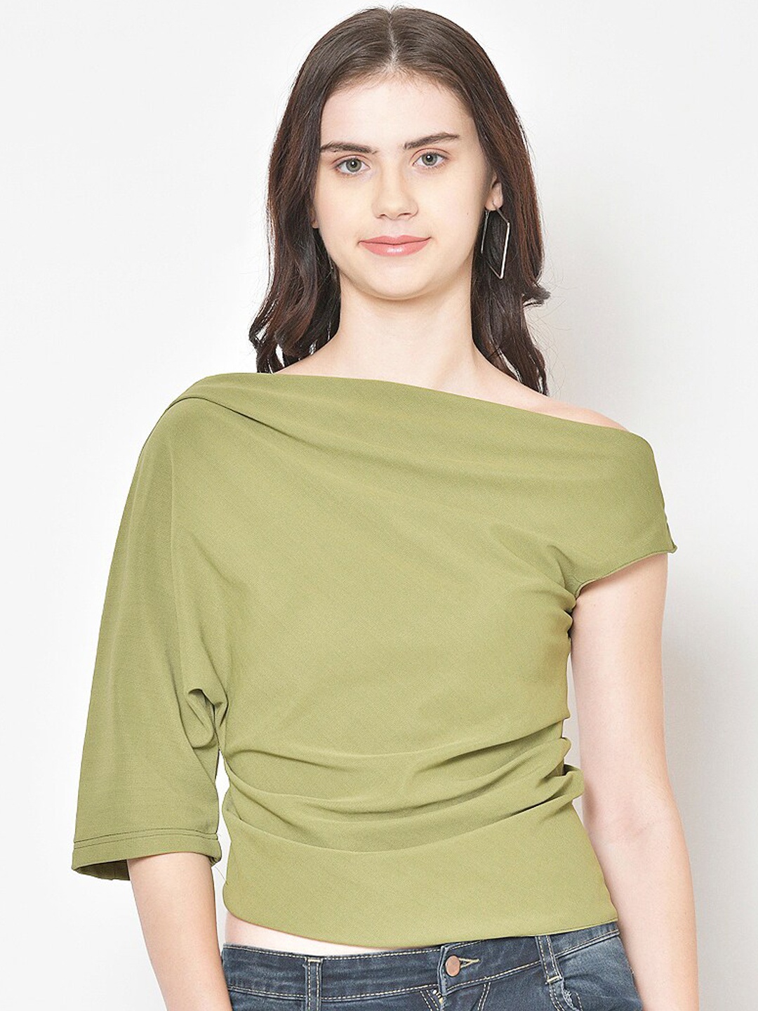 

Cation Women Olive Green Solid Top