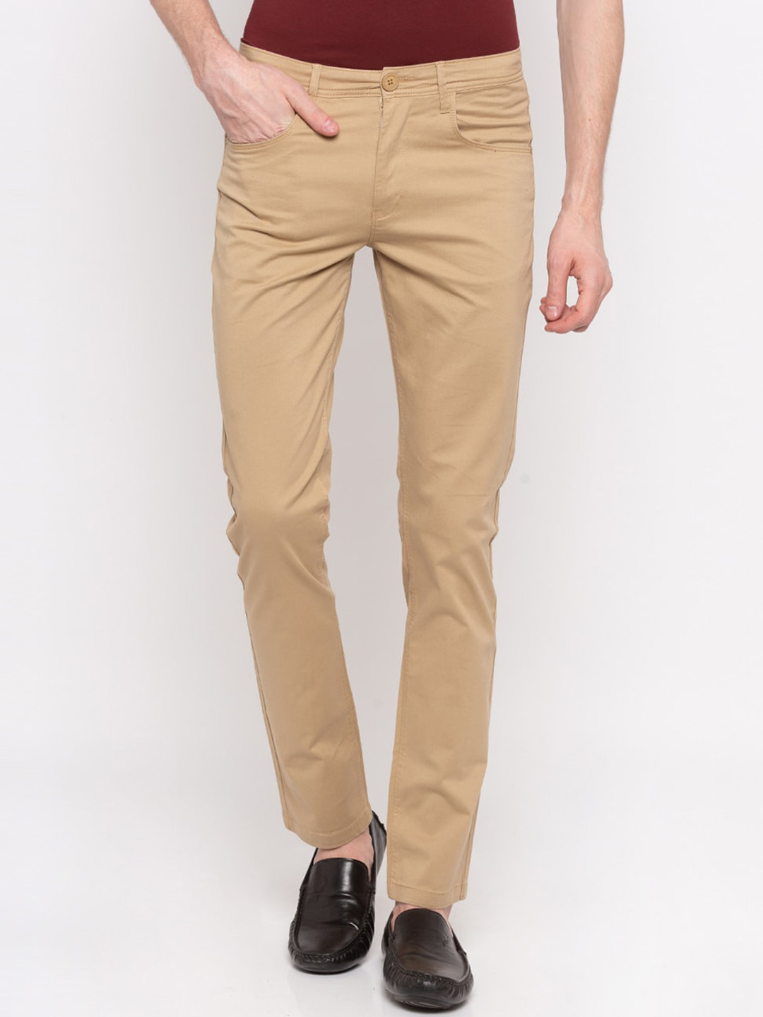 

SPYKAR Men Beige Slim Fit Solid Chinos