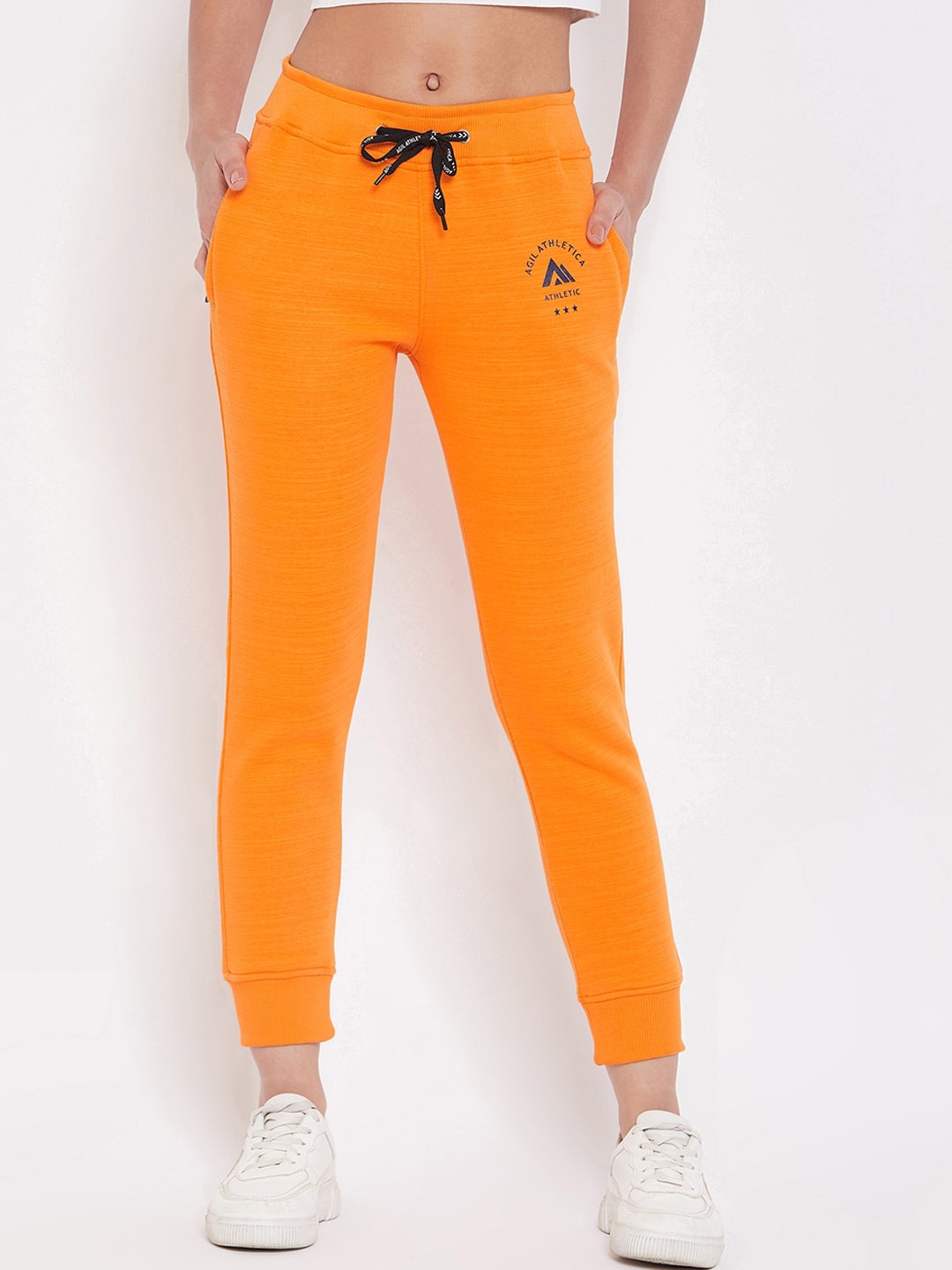 

AGIL ATHLETICA Women Orange Solid Slim-Fit Track Pants