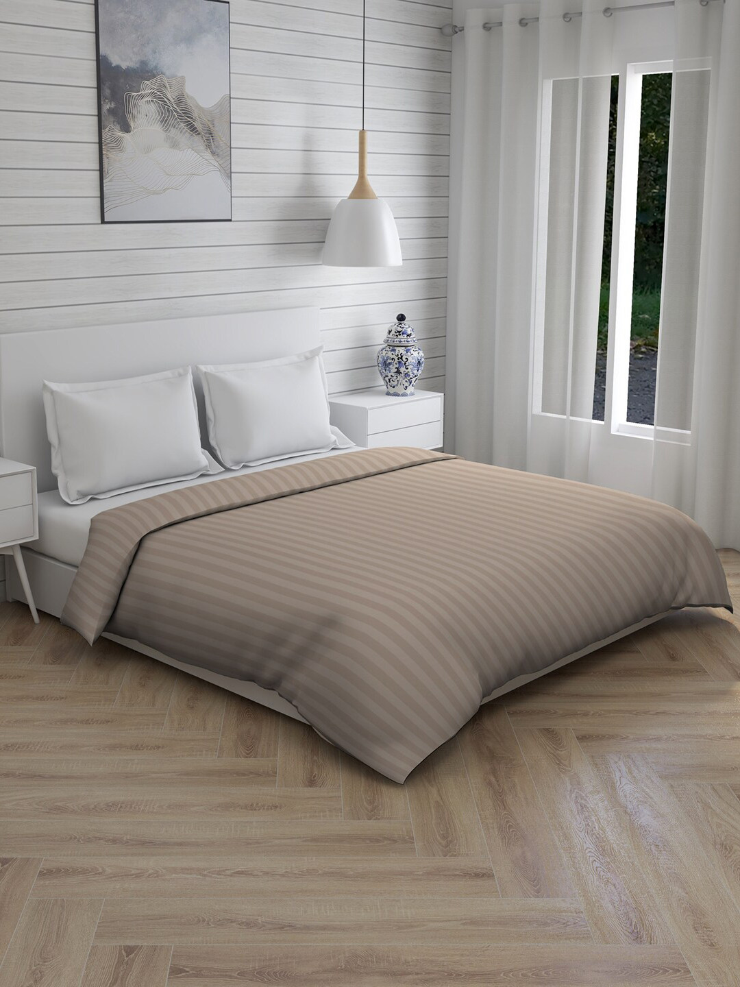 

Boutique Living India Beige Striped Mild Winter 150 GSM Double Bed Comforter