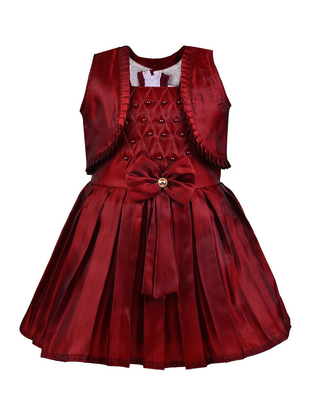 

Wish Karo Girls Maroon Embellished Fit and Flare Dress