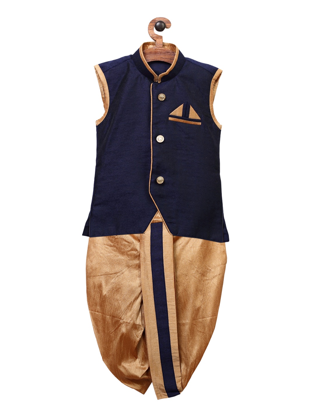 

Ridokidz Boys Navy Blue & Beige Solid Kurta with Dhoti Pants