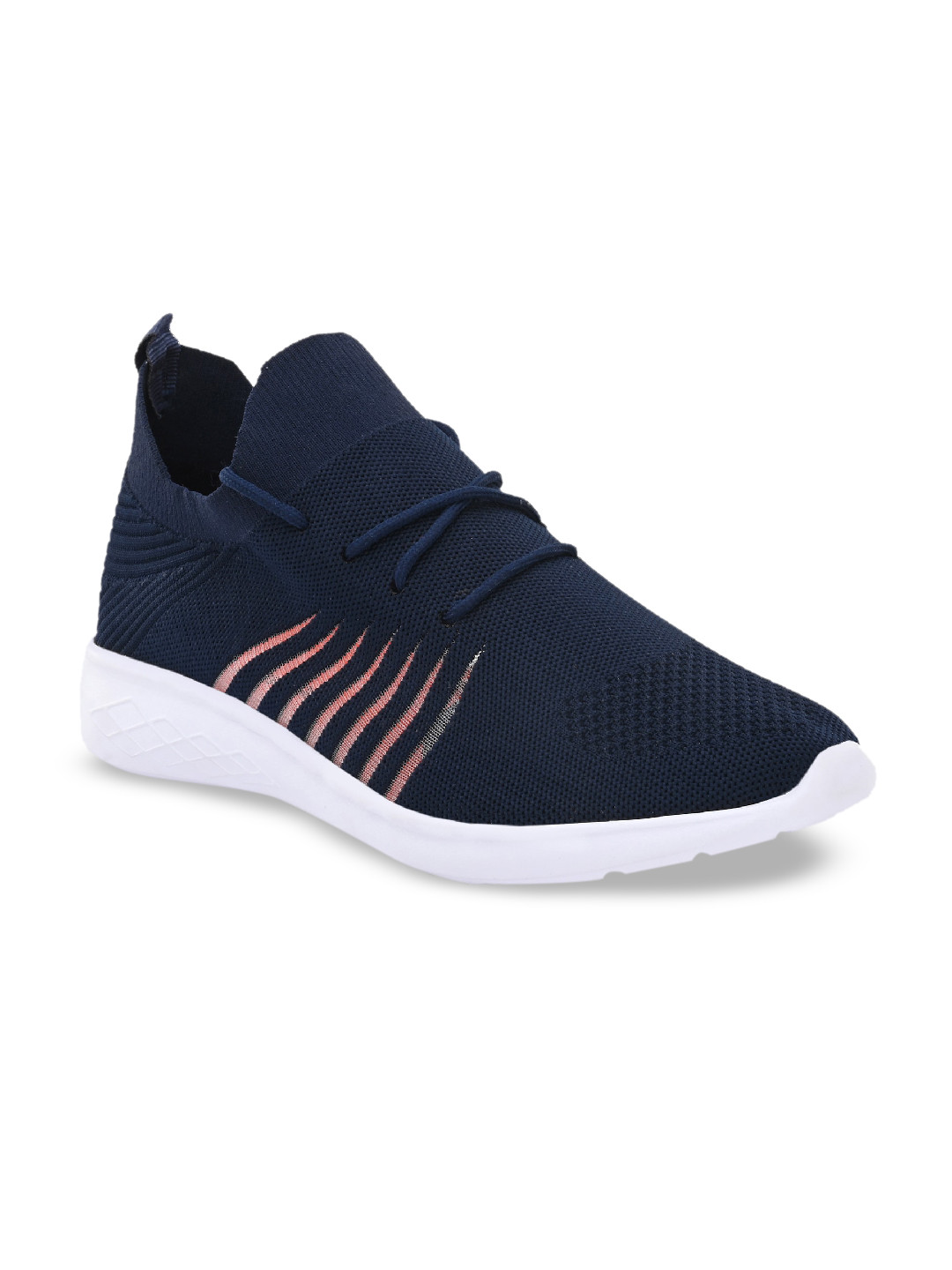 

Provogue Men Navy Blue Woven Design Mesh Mid-Top Sneakers