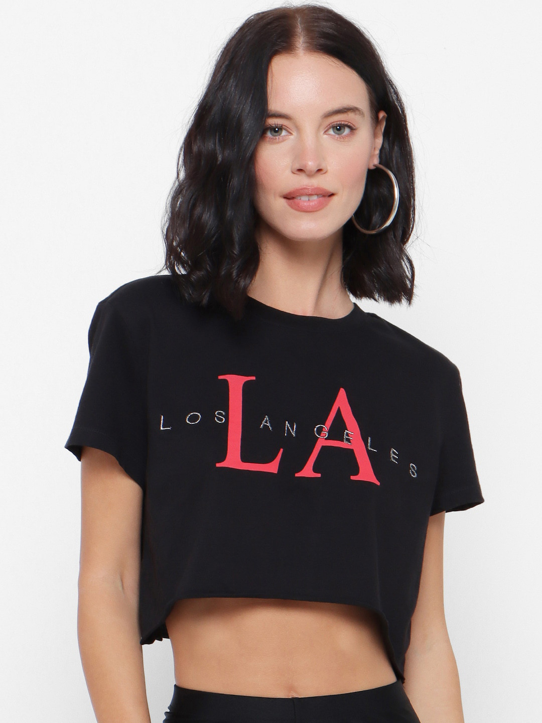 

FOREVER 21 Women Black Printed Top