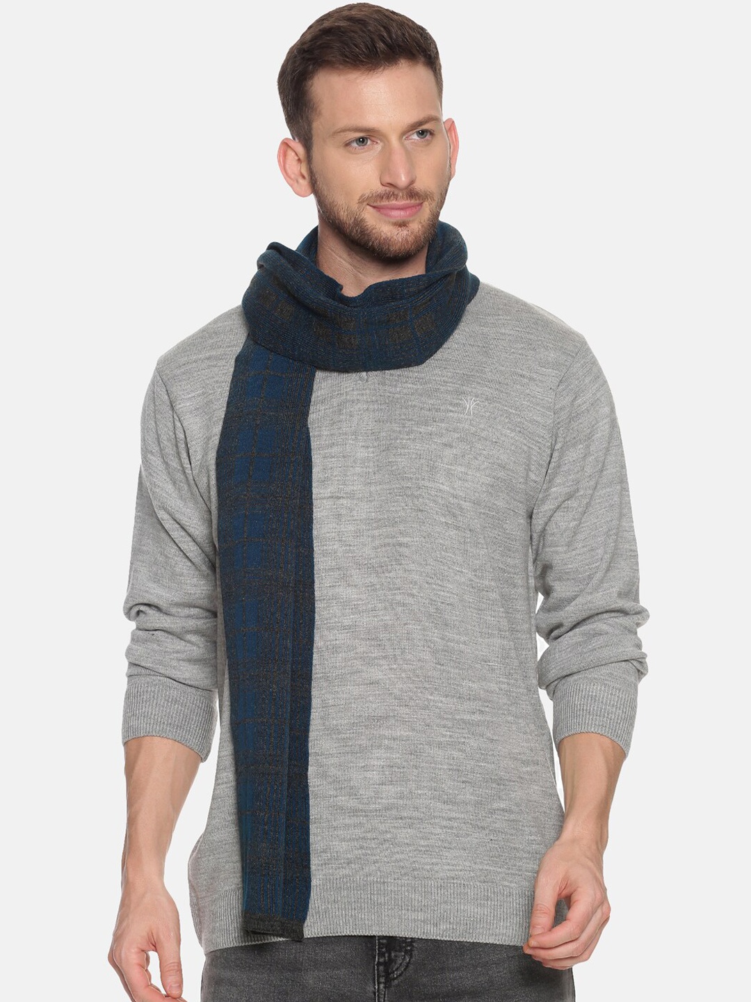 

513 Men Beige & Red Woven Design Mufflers, Teal