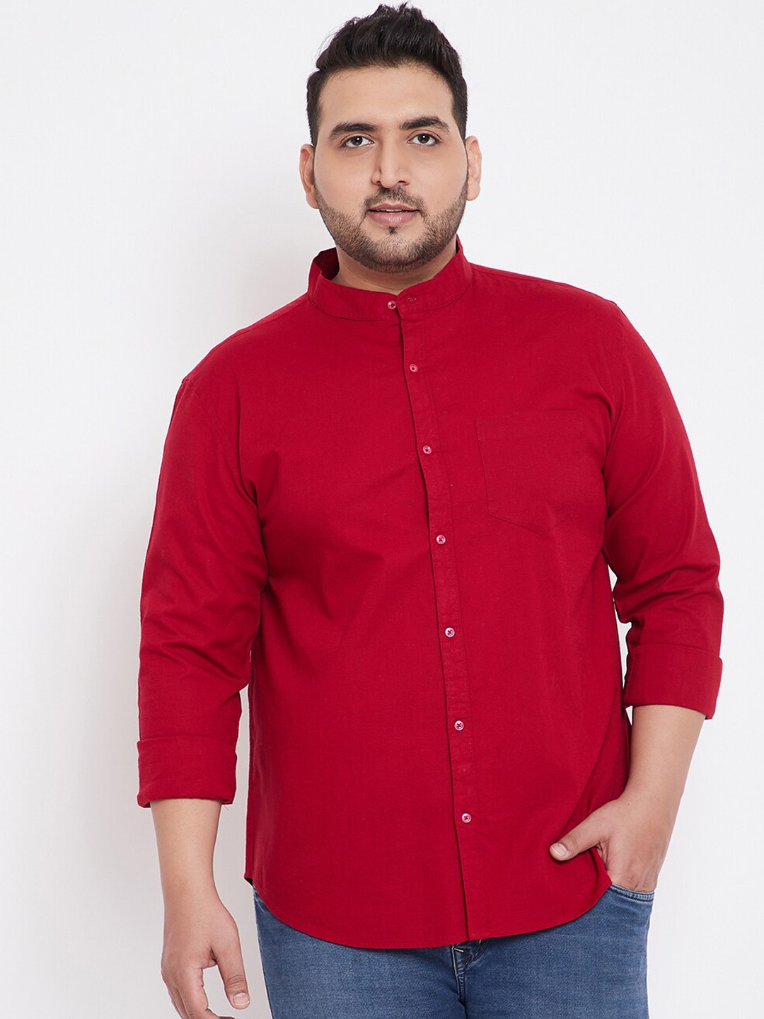 

Instafab Plus Men Red Regular Fit Solid Casual Shirt