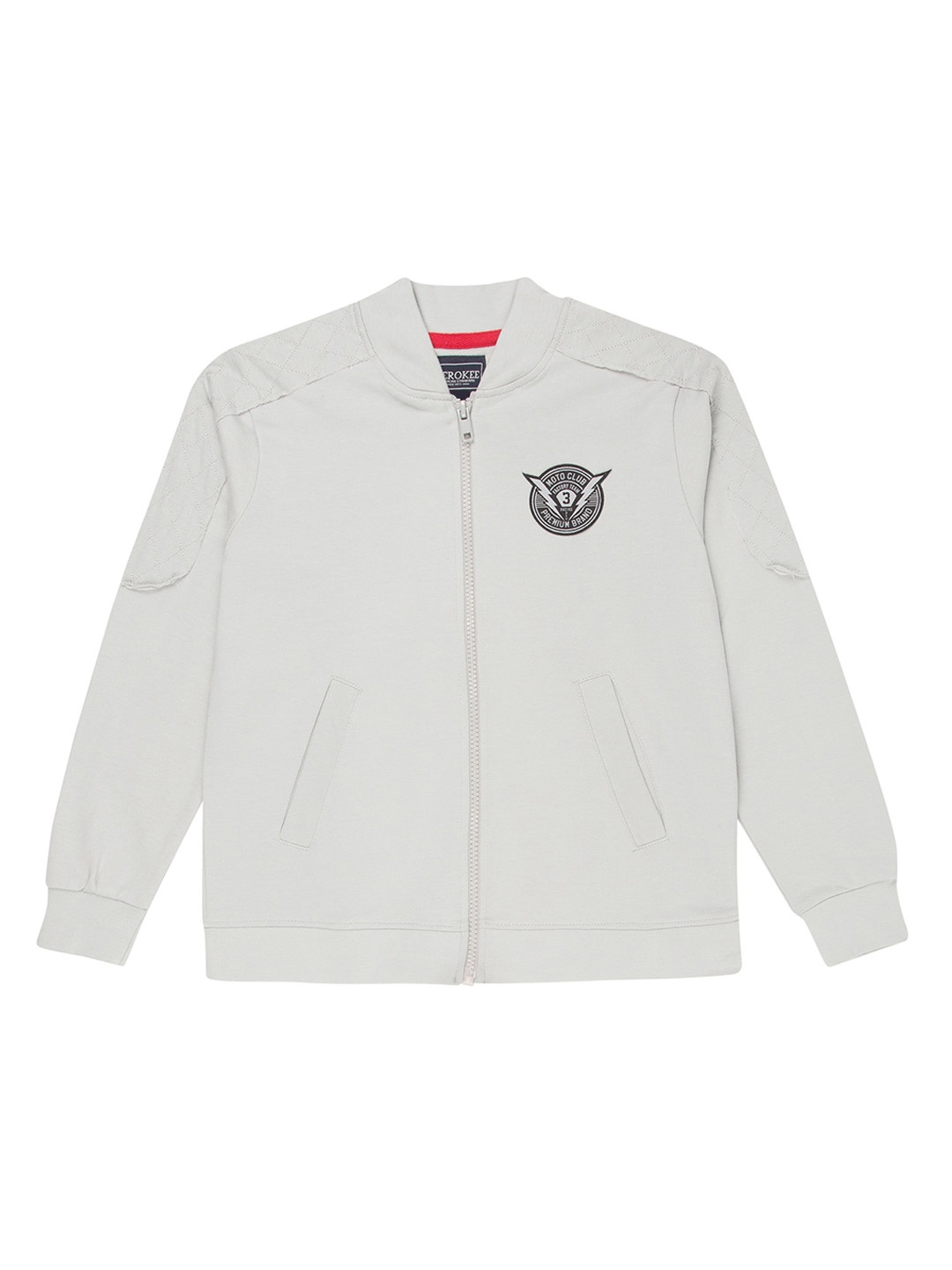 

Cherokee Boys Off-White Solid Bomber Jacket