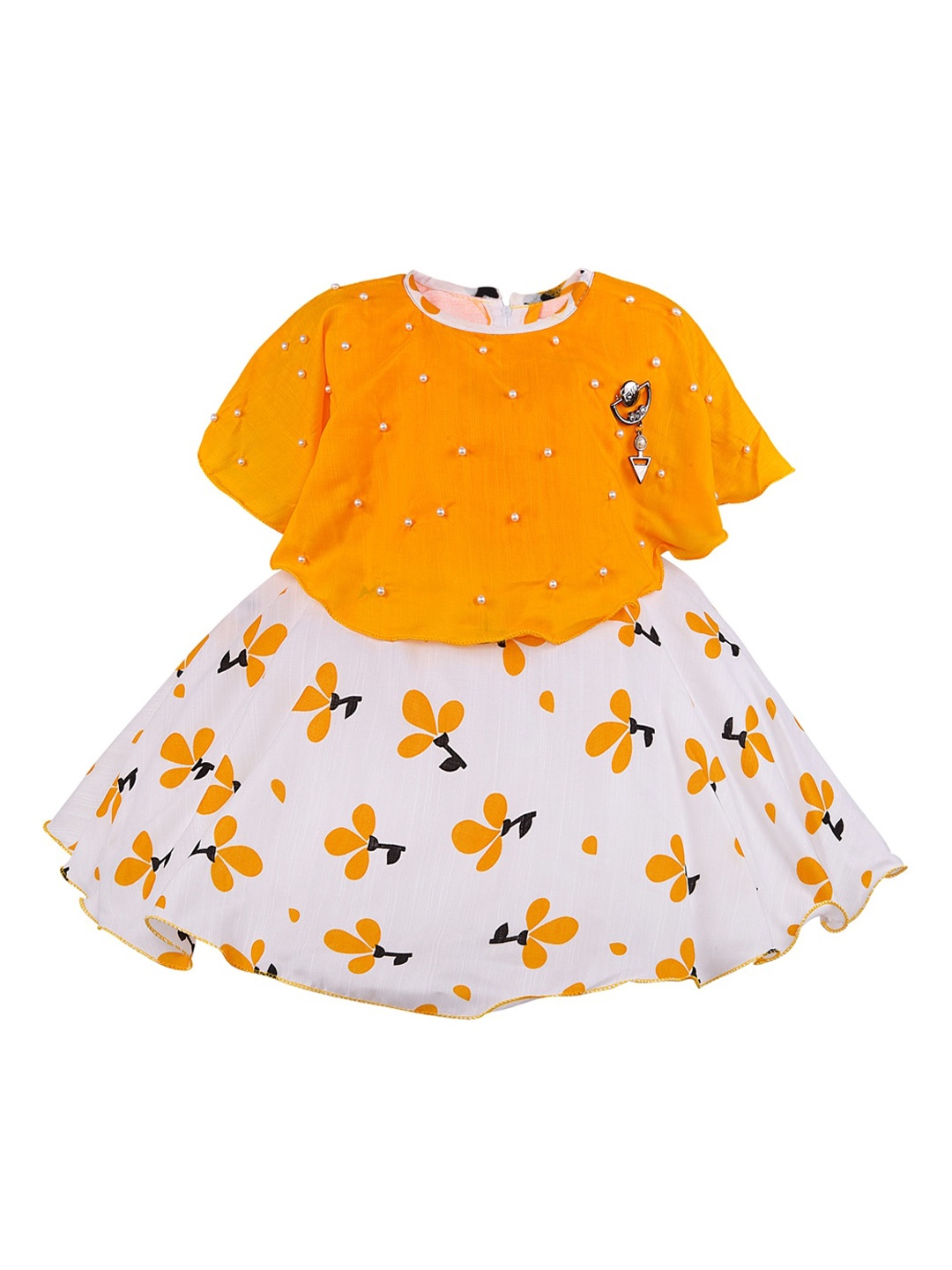 

Wish Karo Girls Orange Embellished Fit and Flare Dress