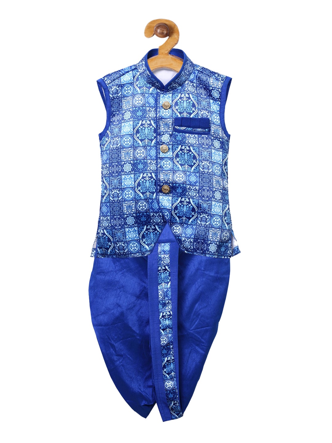 

Ridokidz Boys Blue & Off-White Printed Kurta with Dhoti Pants