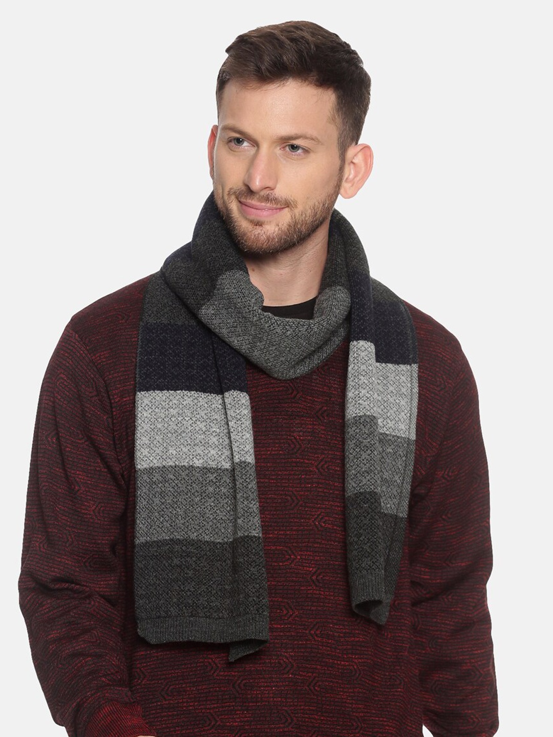 

513 Men Grey Woven Design Mufflers, Charcoal