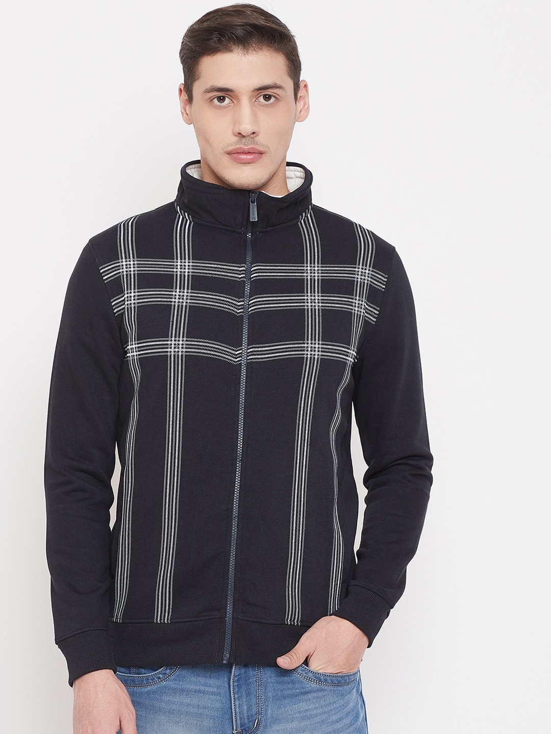 

Crimsoune Club Men Navy Blue Checked Sweatshirt