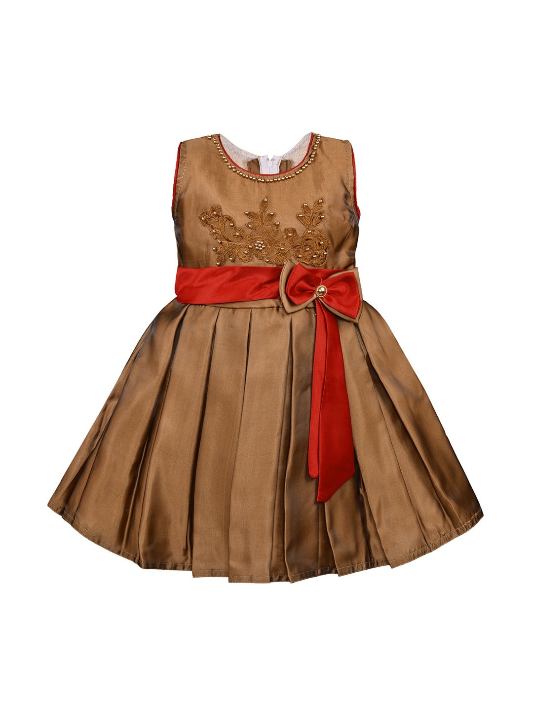 

Wish Karo Girls Brown Embellished Fit and Flare Dress