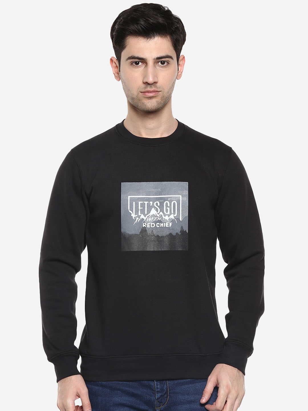 

Red Chief Men Black & Grey Printed Sweatshirt