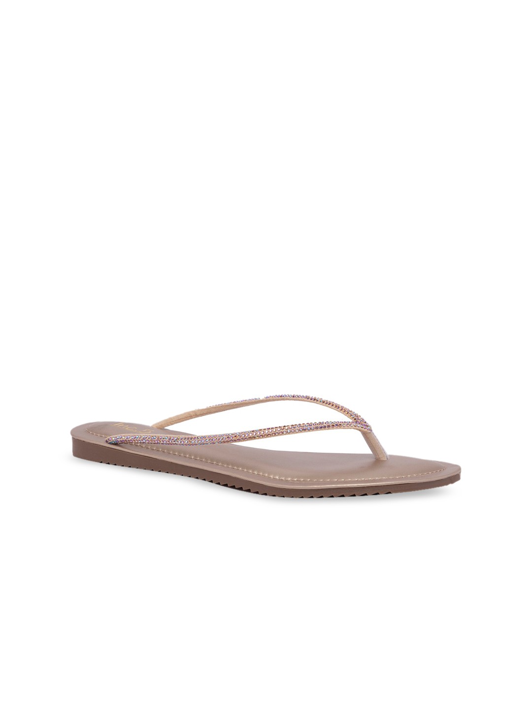 

Inc 5 Women Rose Gold Solid T-Strap Flats