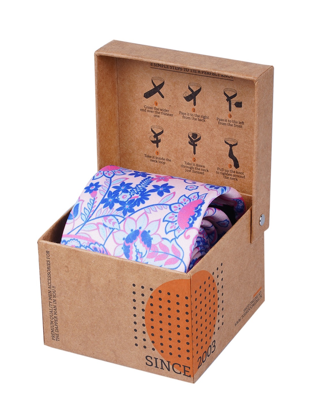 

Tossido Men Pink & Blue Floral Printed Necktie