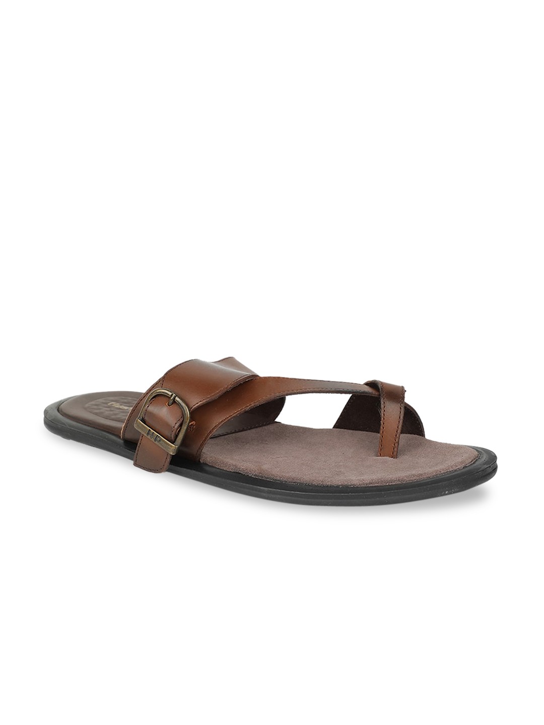 

Hush Puppies Men Brown Solid Leather Comfort Sandals