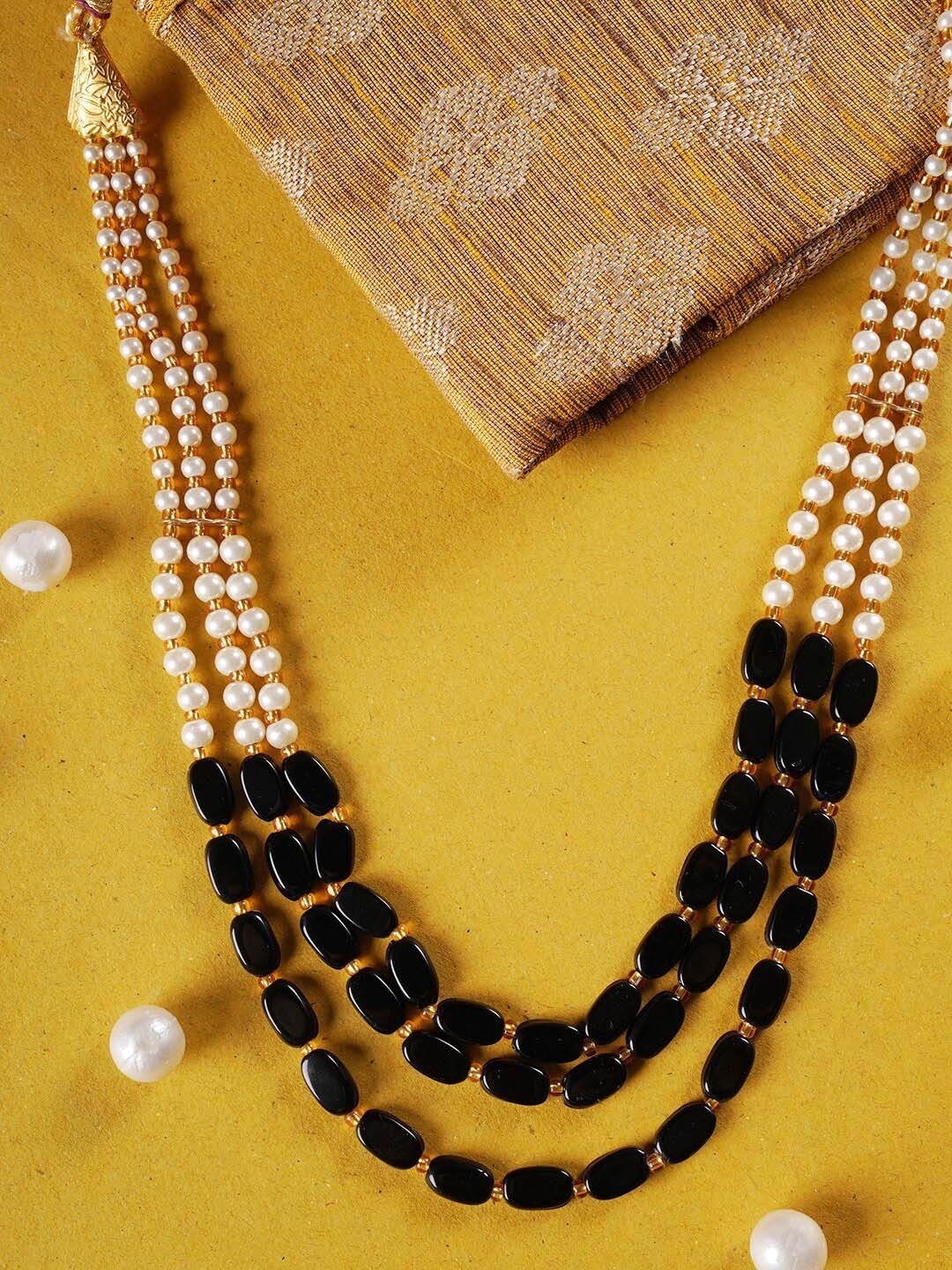 

Shoshaa Black & Gold-Toned Handcrafted Layered Necklace
