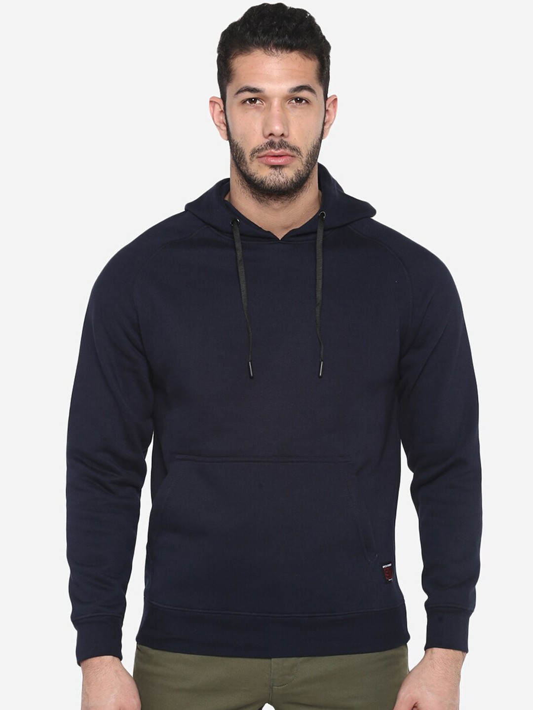 

Red Chief Men Navy Blue Solid Hooded Sweatshirt