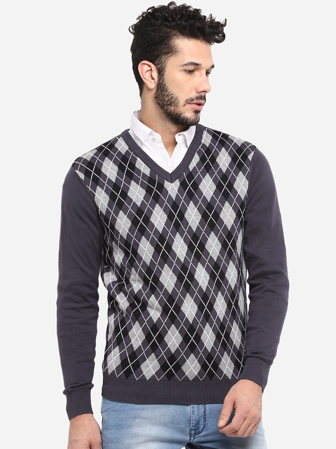 

Red Chief Men Grey Printed Pullover