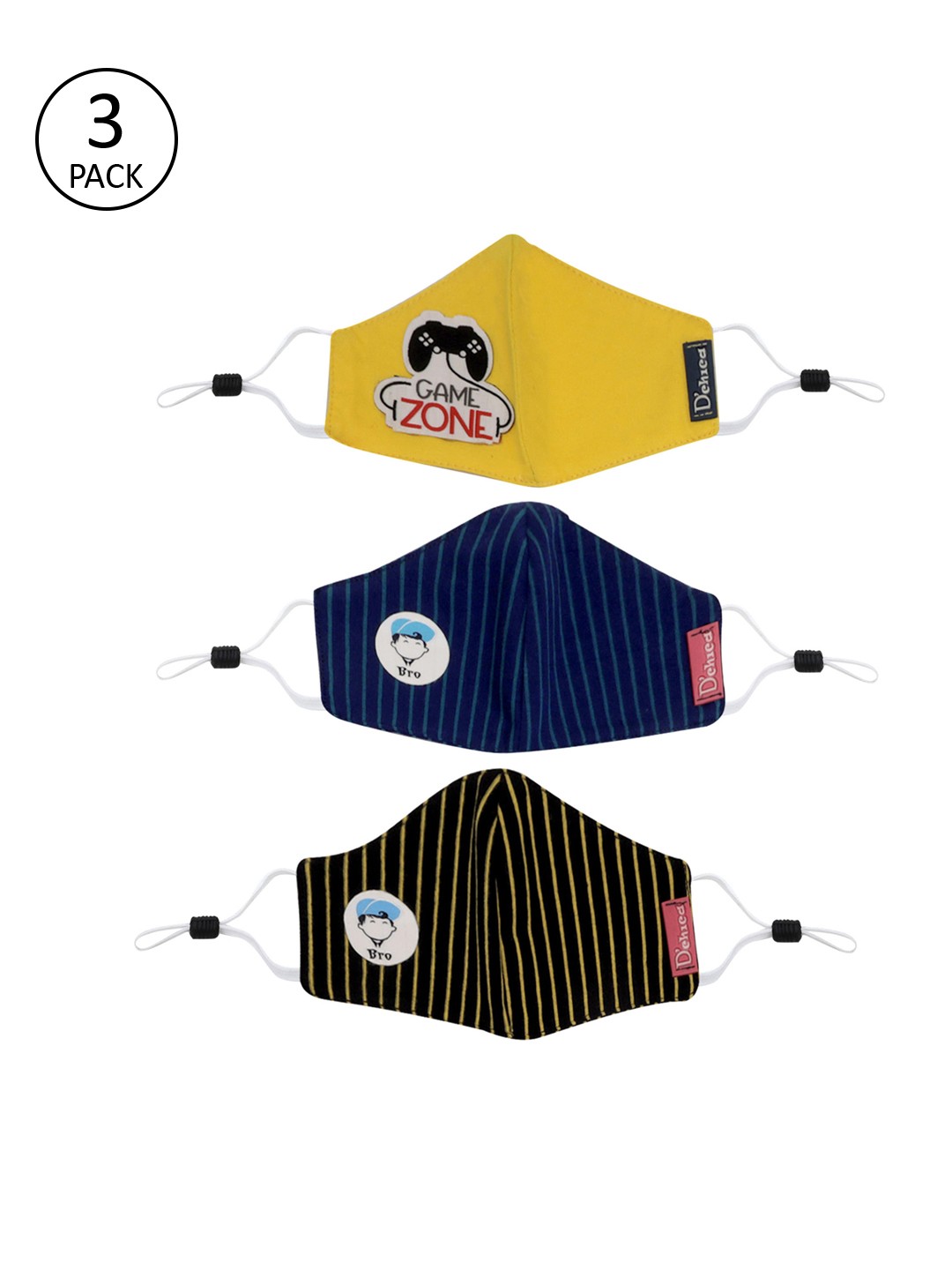

D'chica Set of 3 2-Ply Cloth Masks, Yellow