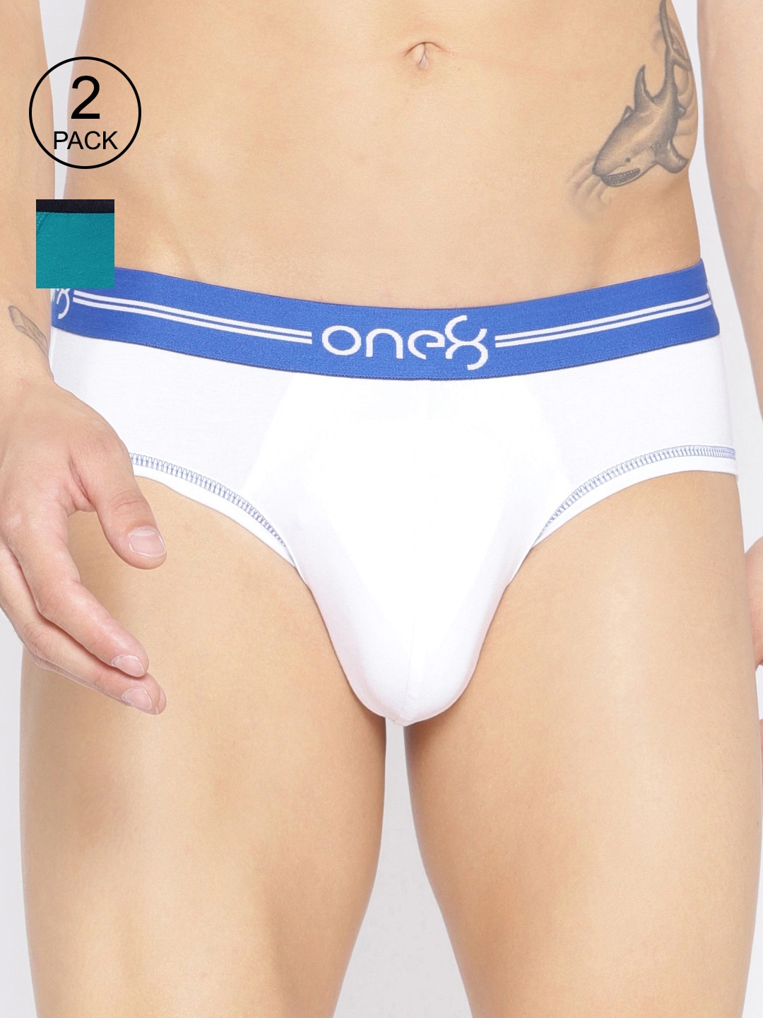 

one8 by Virat Kohli Men Pack of 2 Solid Super Cotton Stretch Briefs 203-PO2, White