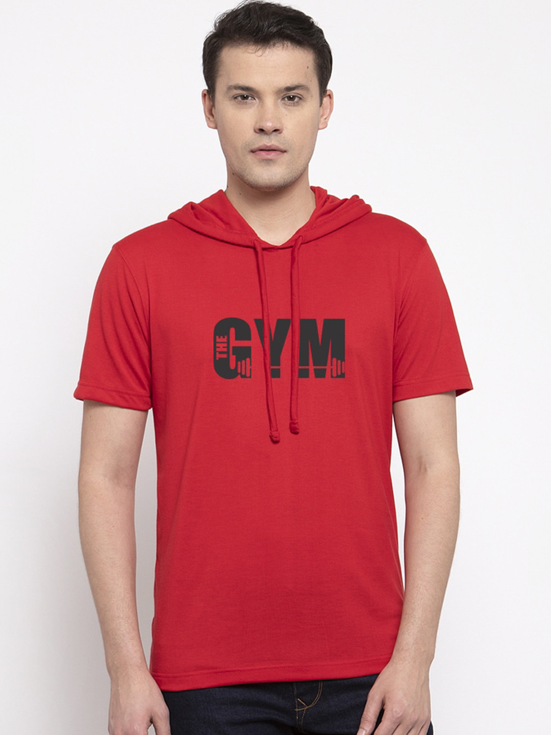 

Friskers Men Red Printed Hood T-shirt