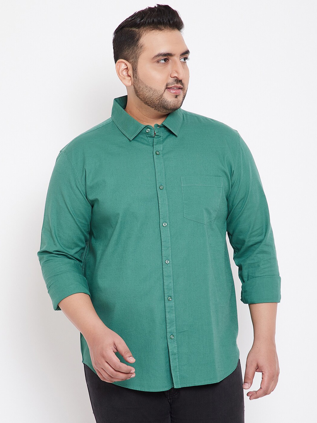 

Instafab Plus Men Green Regular Fit Solid Casual Shirt