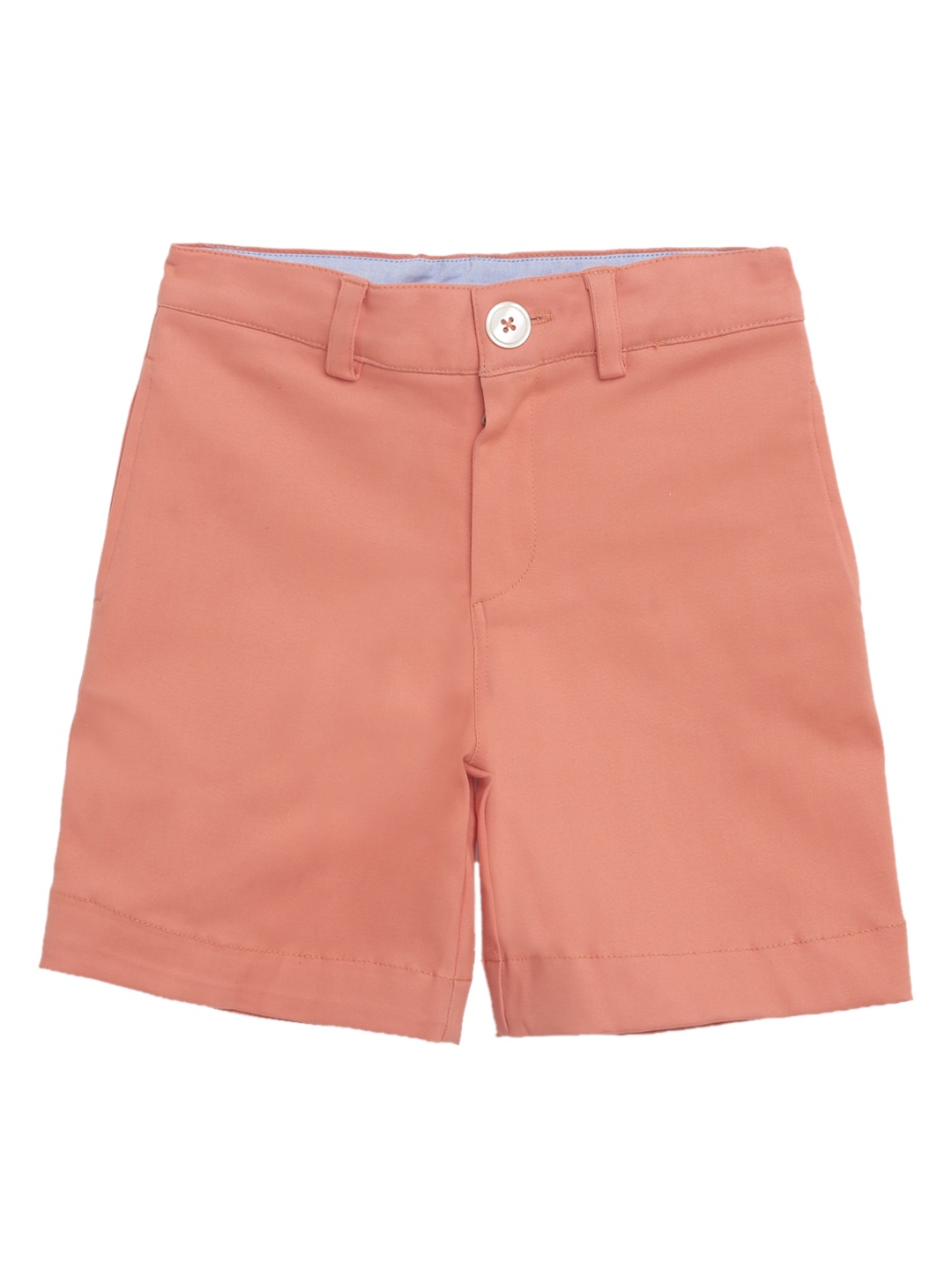 KIDKLO Boys Peach-Coloured Solid Slim Fit Regular Shorts