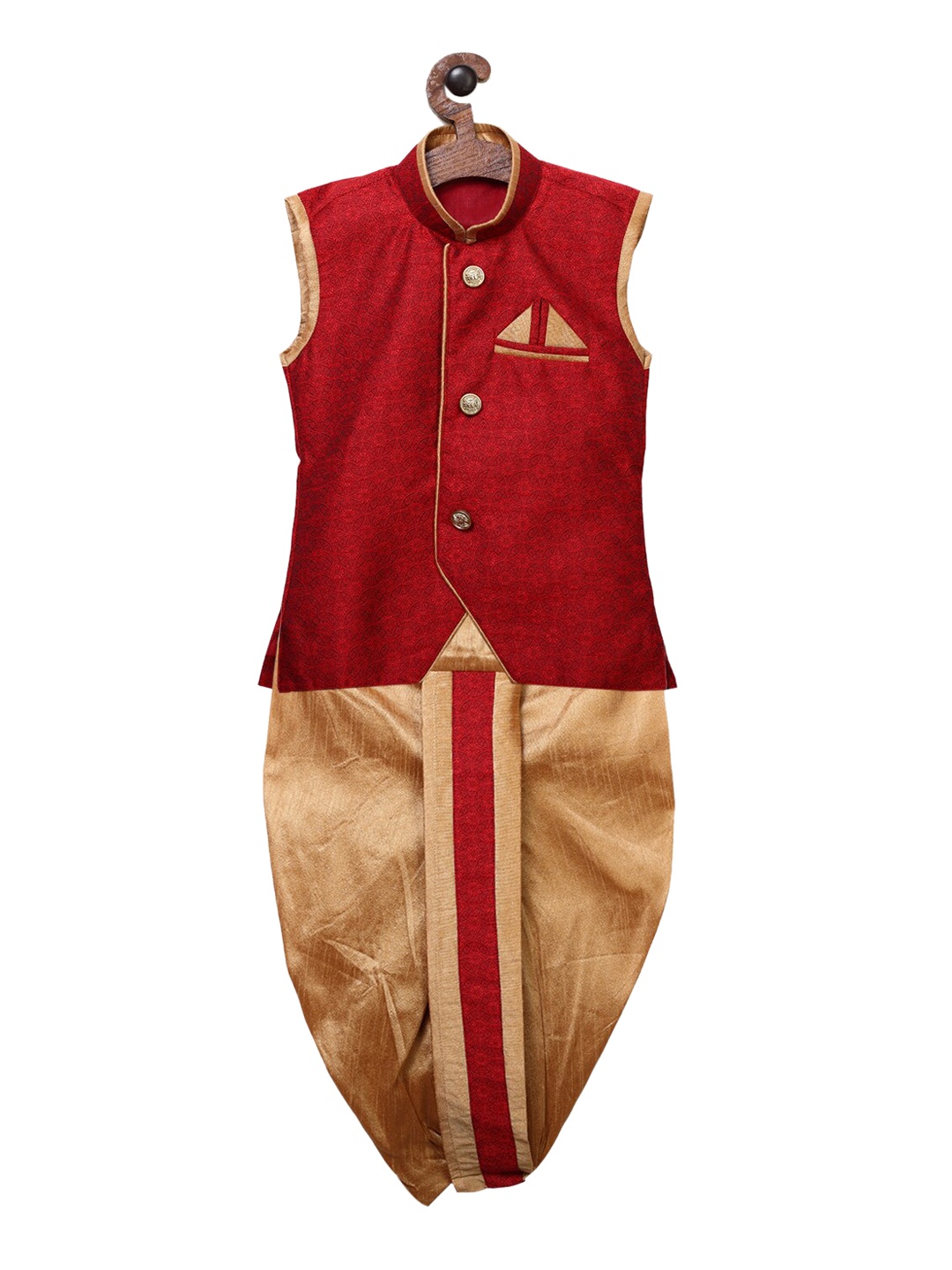 

Ridokidz Boys Maroon & Copper-Toned Printed Kurta with Dhoti Pants
