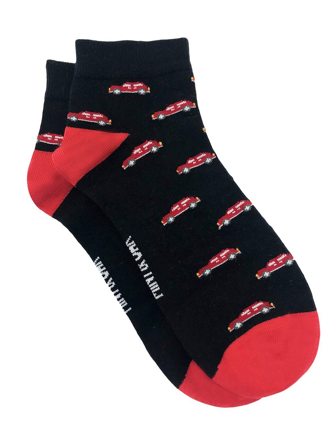 

Mint & Oak Men Black & Red Zip Zip Zoom Patterned Ankle-Length Socks