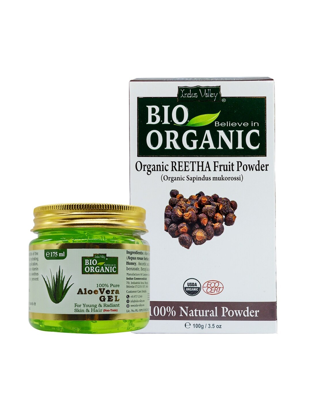 

Indus Valley Reetha Powder & Aloe Vera Gel Combo, Green