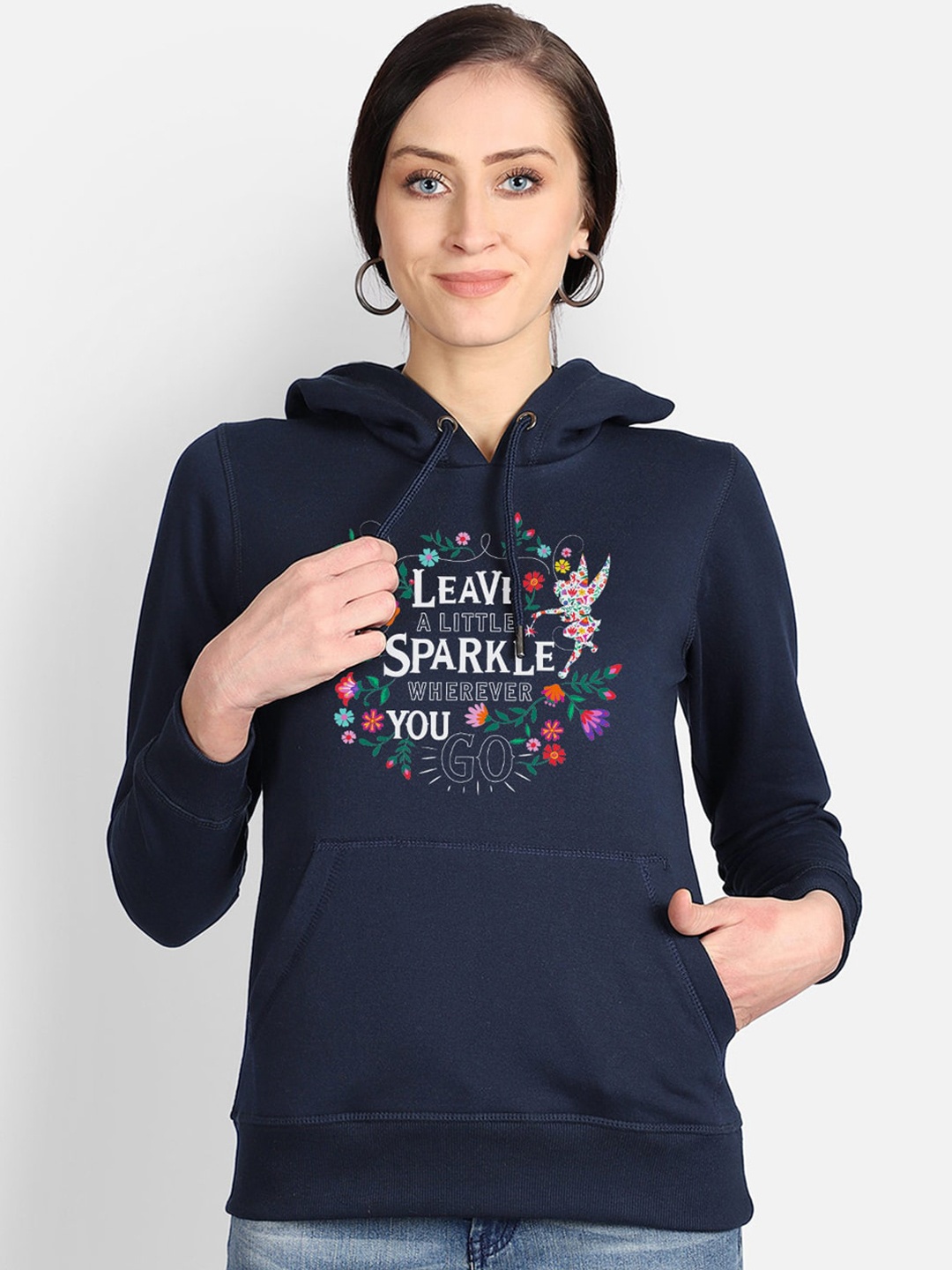 

Free Authority Women Navy Blue Disney Princess Print Hooded Sweatshirt