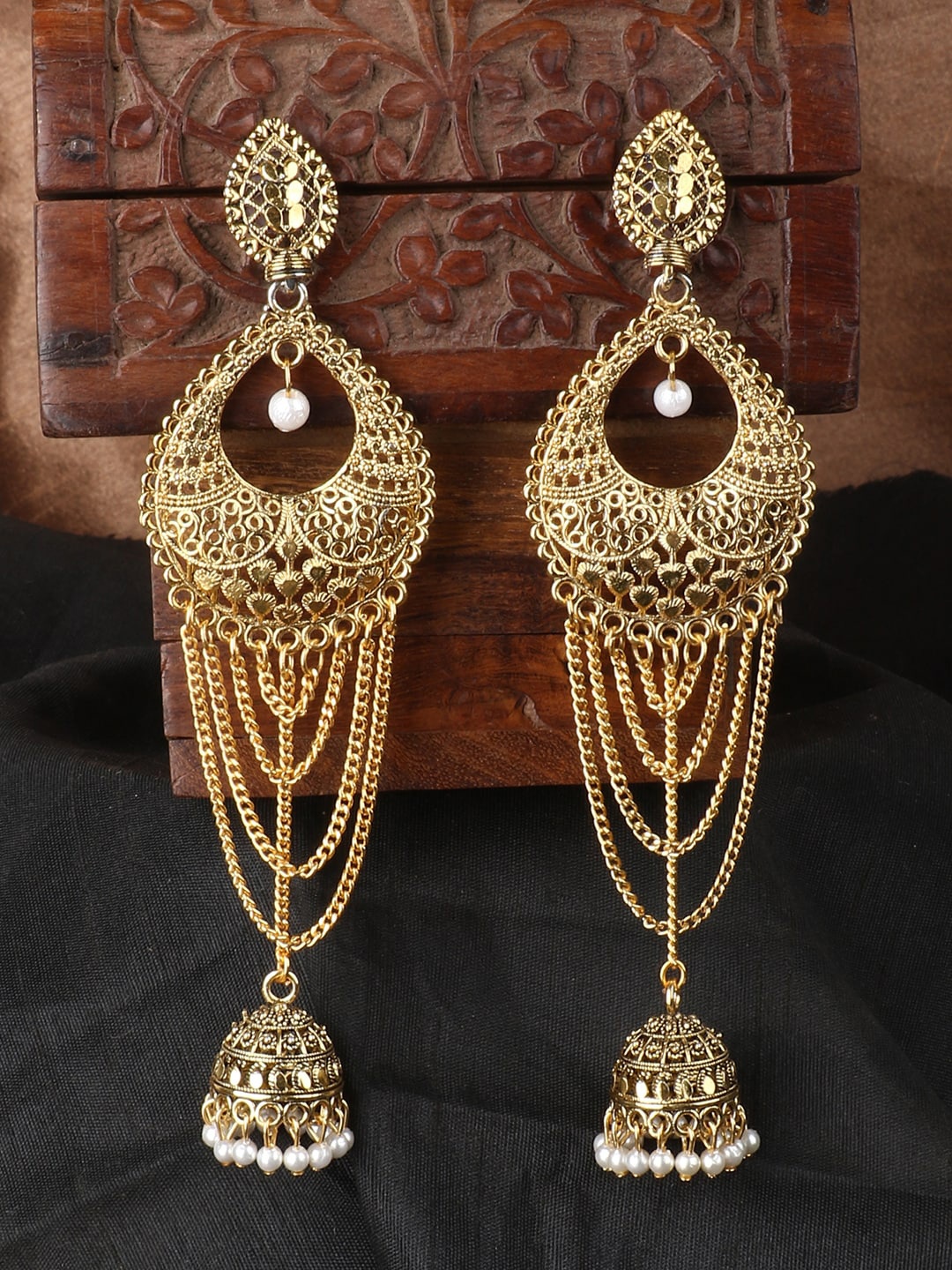 

ANIKAS CREATION Gold-Plated Classic Jhumkas