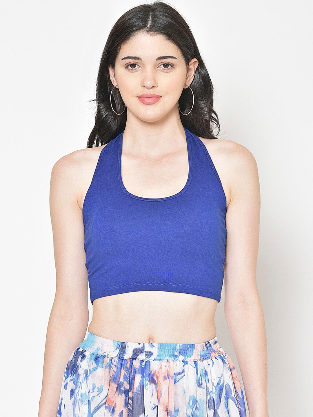 

Cation Women Blue Solid Tank Pure Cotton Top