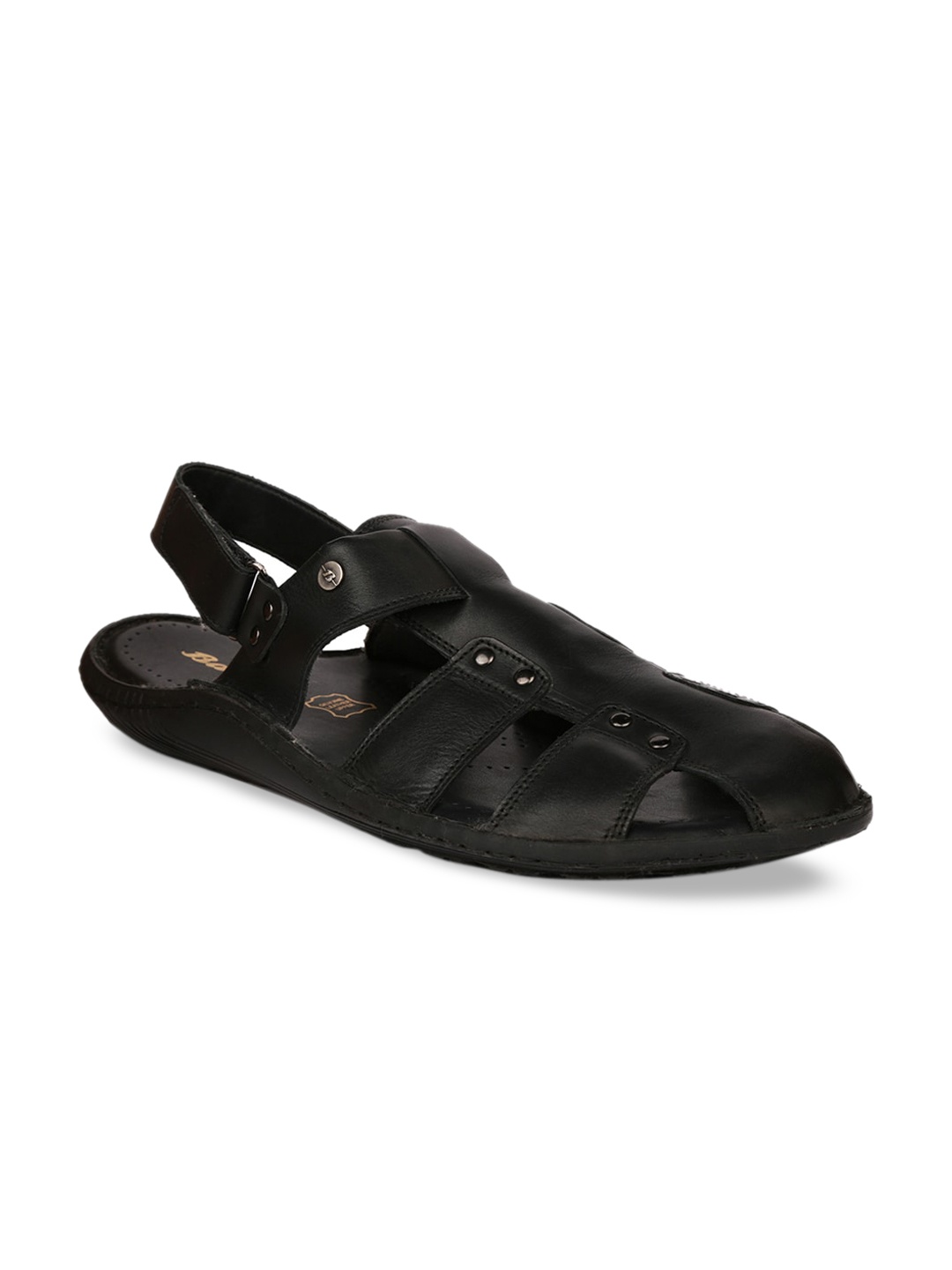 

Bata Men Black Leather Comfort Sandals