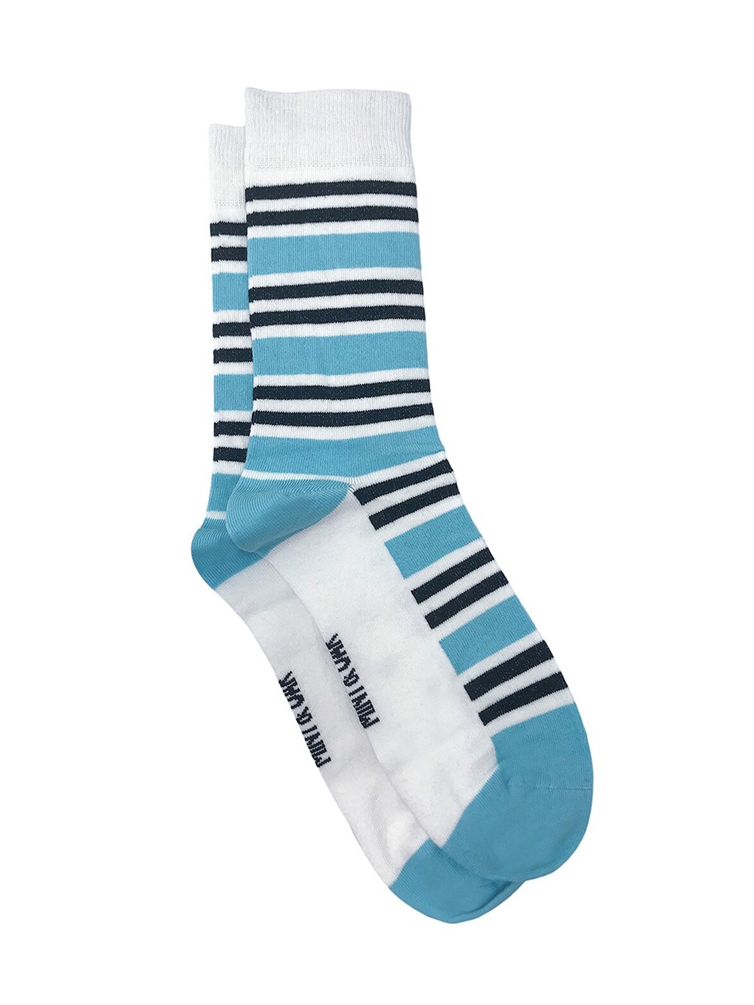 

Mint & Oak Men Blue & White Striped Calf Length Socks