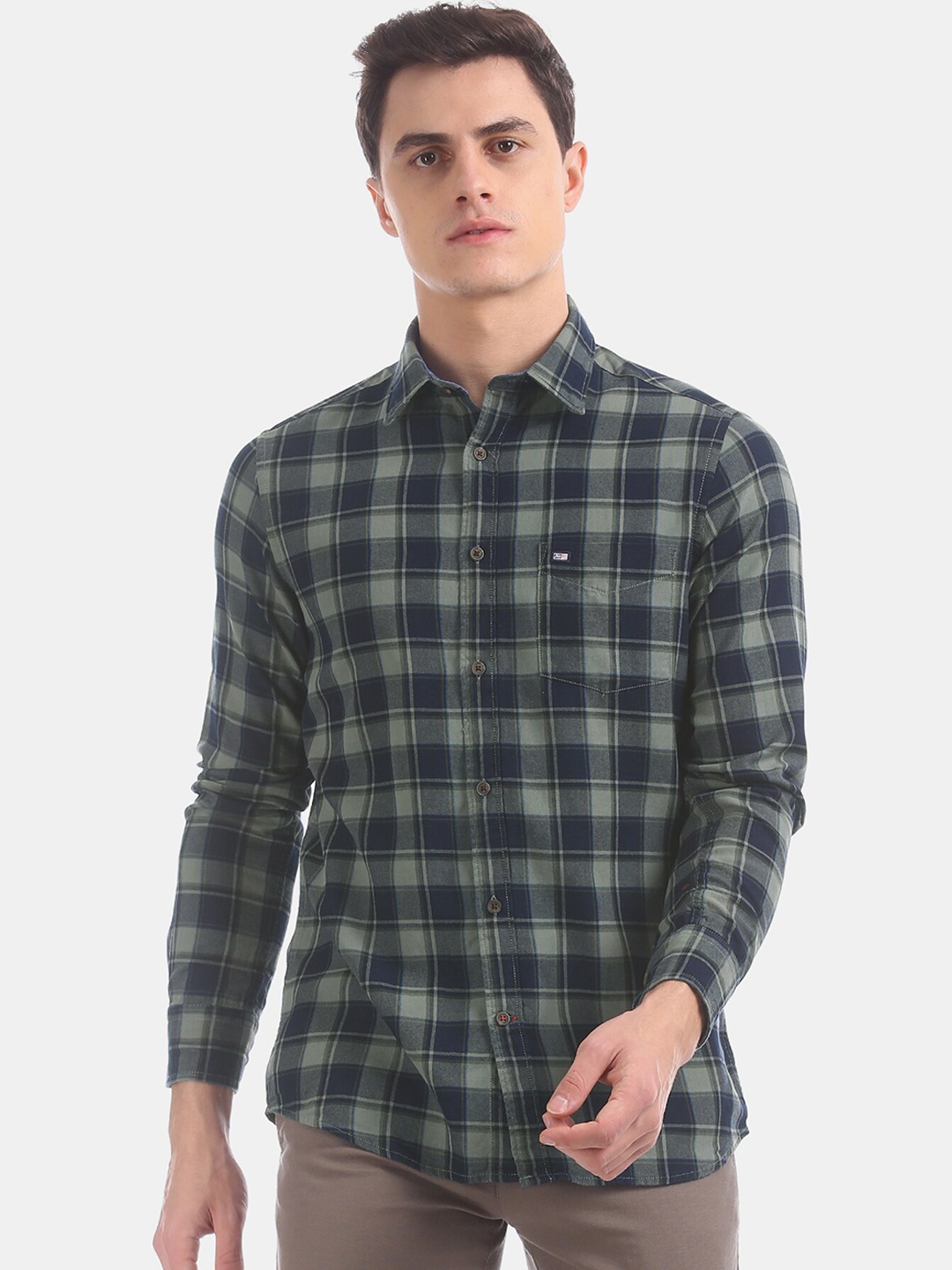 

Arrow Sport Men Green Regular Fit Checked Casual Shirt