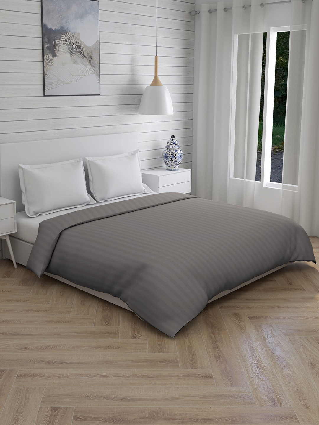 

Boutique Living India Grey Striped Mild Winter 150 GSM Double Bed Comforter
