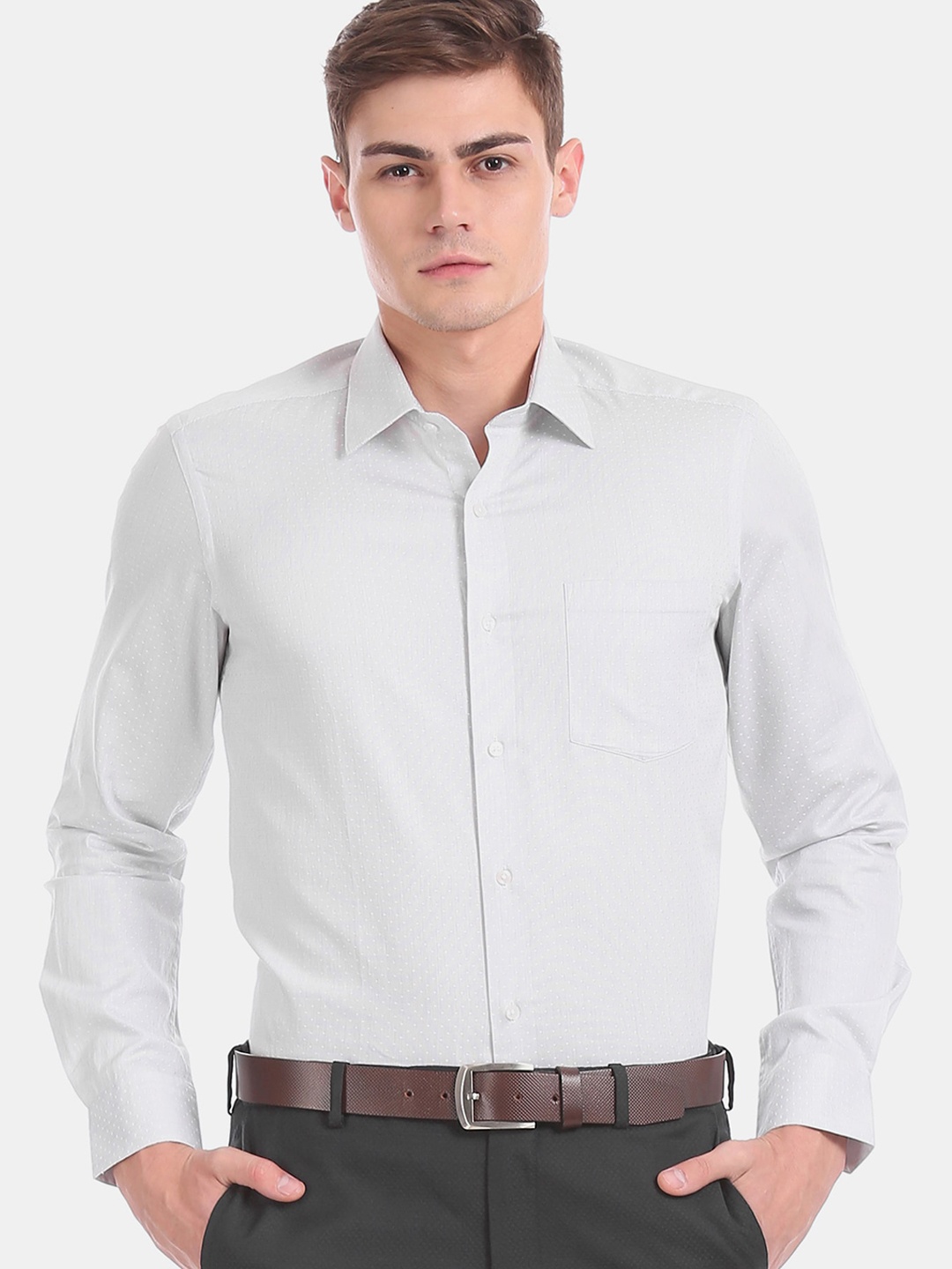 

Arrow Men Grey Slim Fit Formal Full Sleeve Shirt