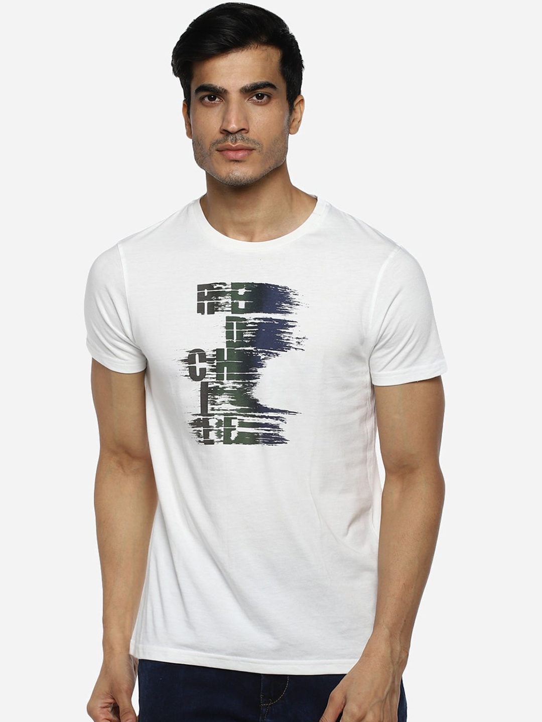 

Red Chief Men White Printed Round Neck T-shirt