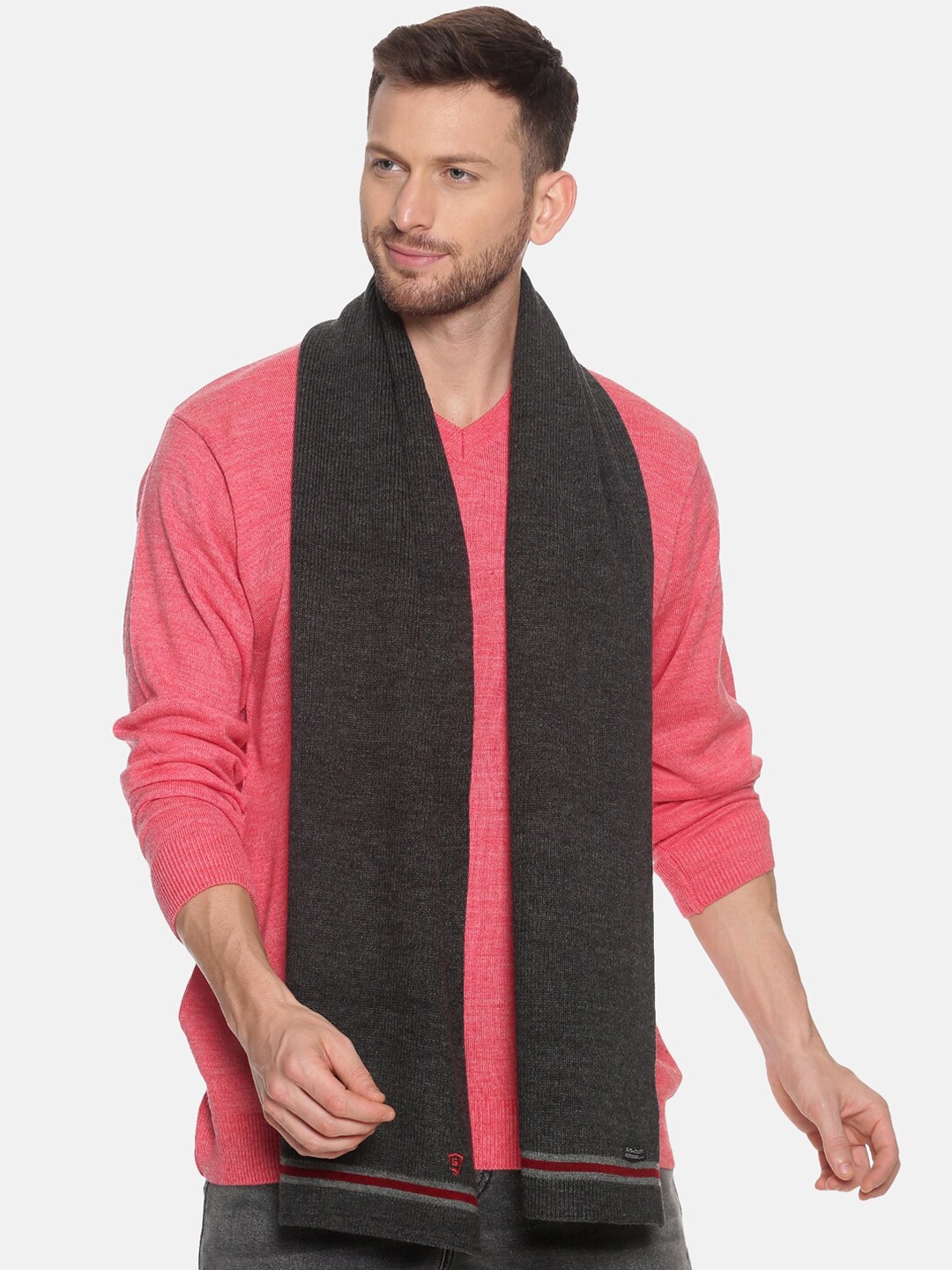 

513 Men Charcoal Grey Solid Muffler