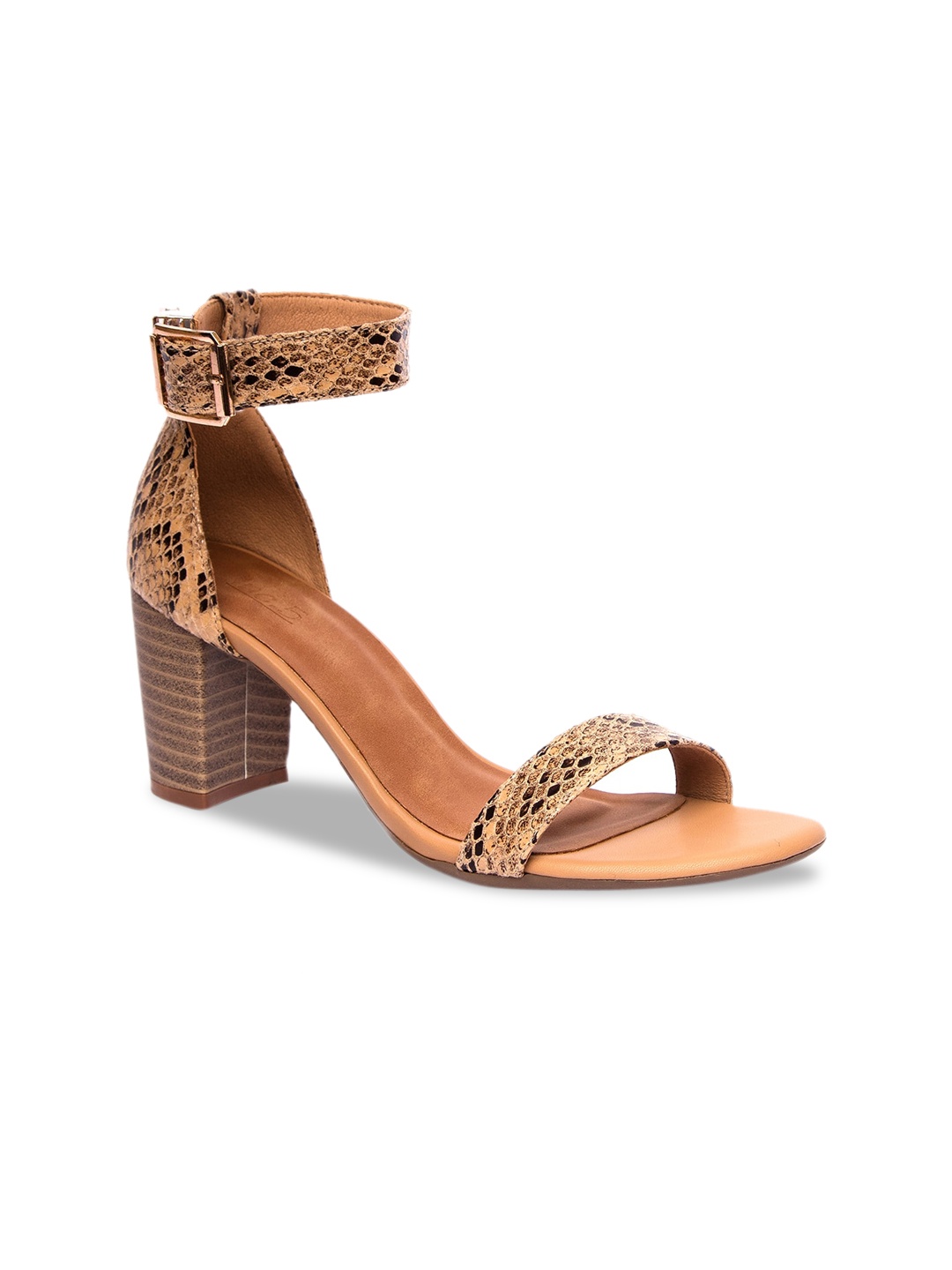 

Inc 5 Women Nude-Coloured & Black Printed Block Heels