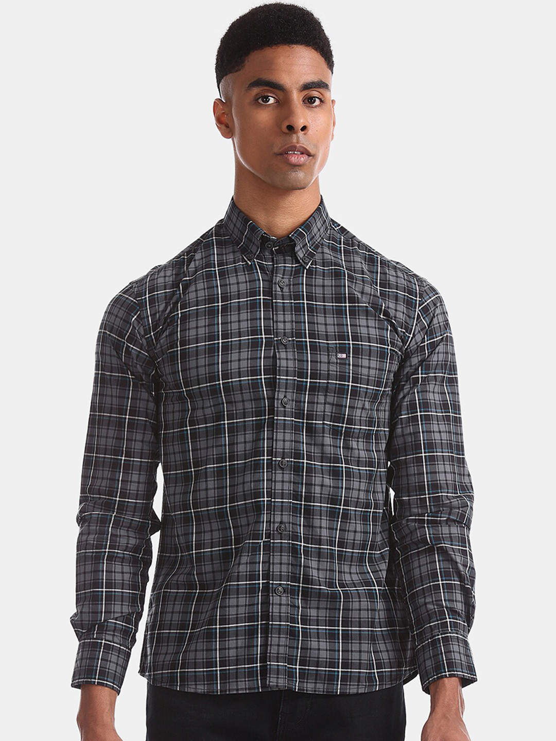 

Arrow Sport Men Grey Regular Fit Checked Casual Shirt