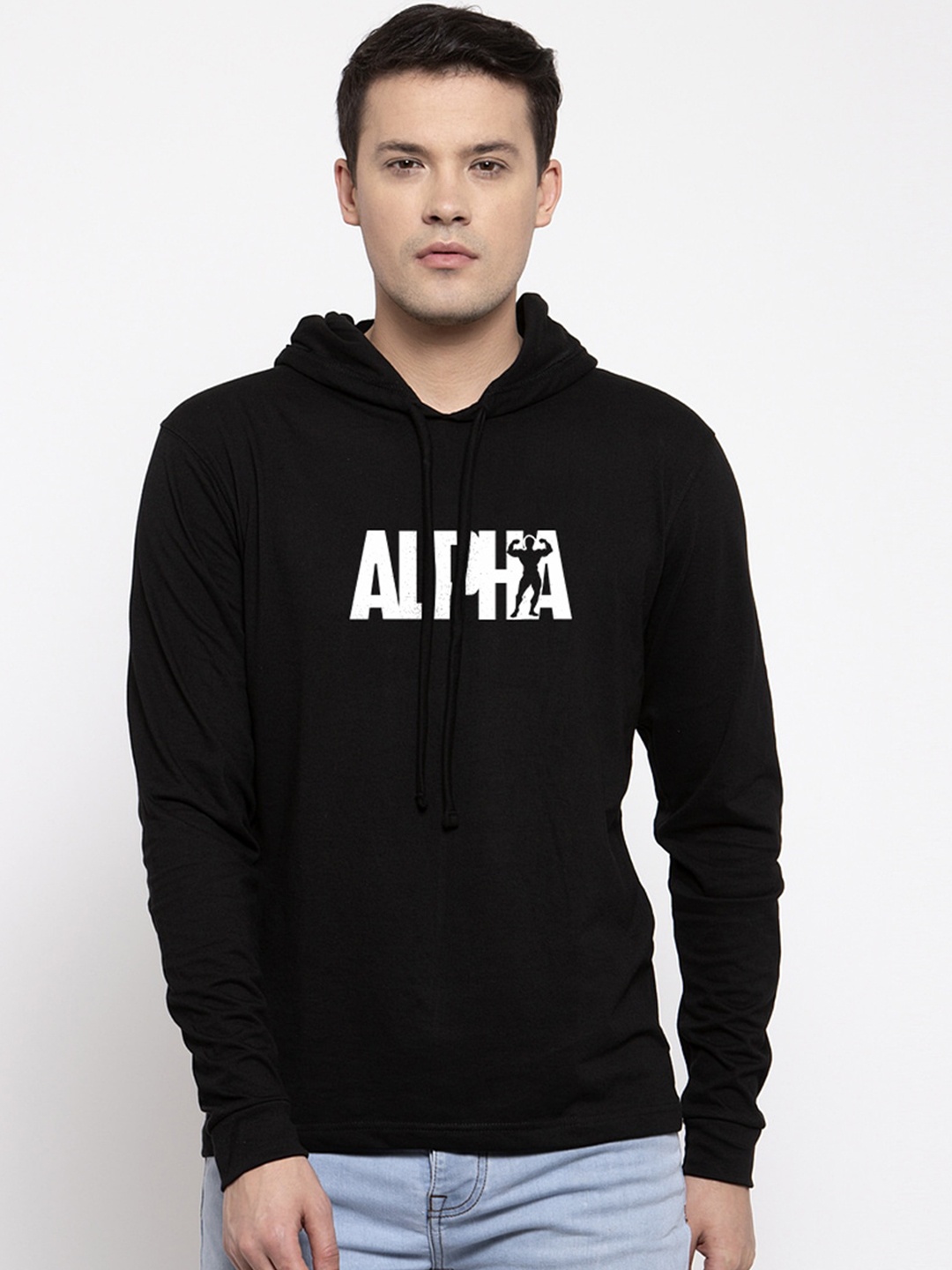 

Friskers Men Black Printed Hood T-shirt