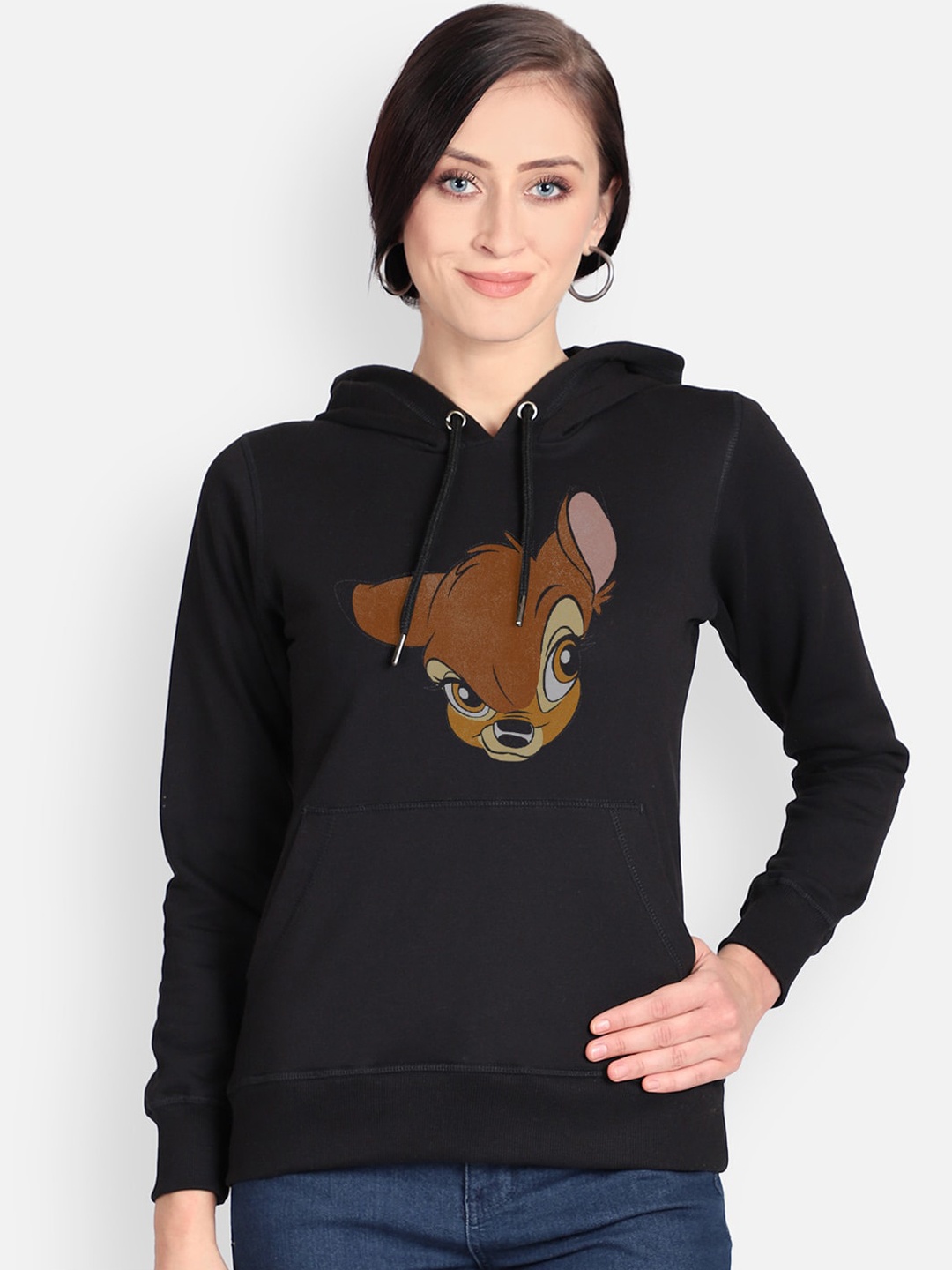 

Free Authority Women Black Bambi Printed Hooded Sweatshirt