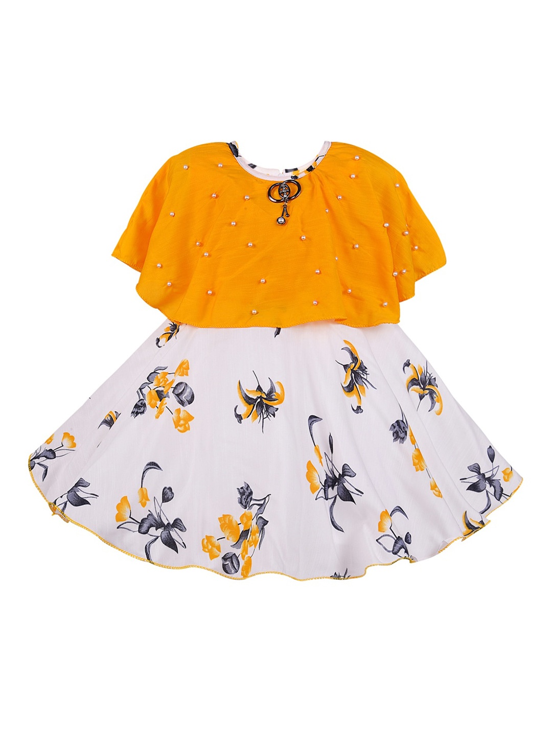 

Wish Karo Girls Yellow Embellished Fit and Flare Dress