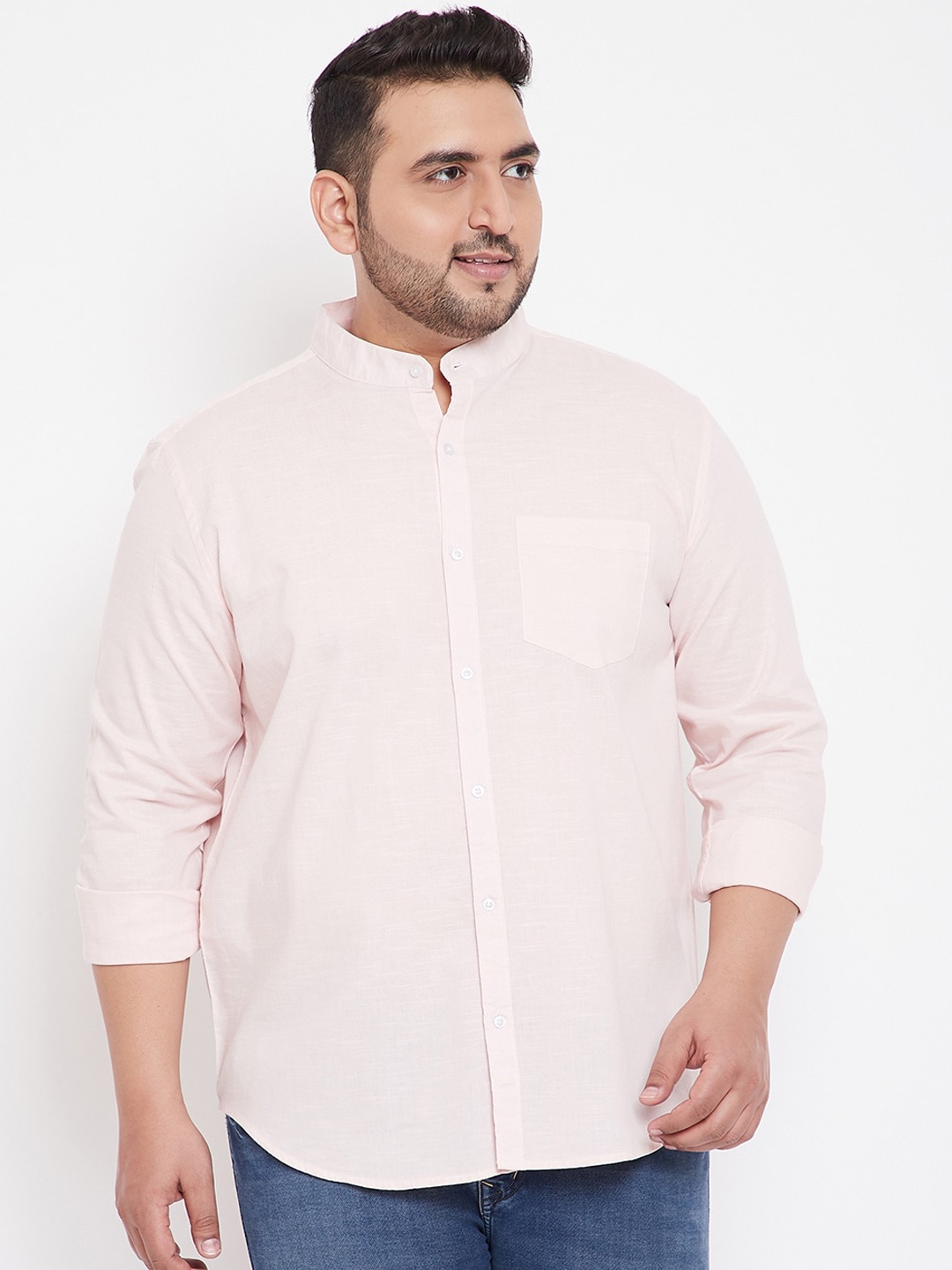 

Instafab Plus Men Pink Regular Fit Solid Casual Shirt