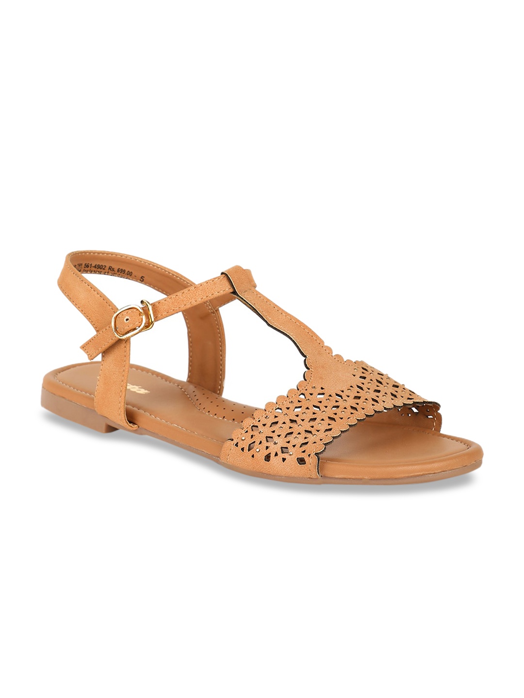 

Bata Women Brown Solid PU Open Toe Flats