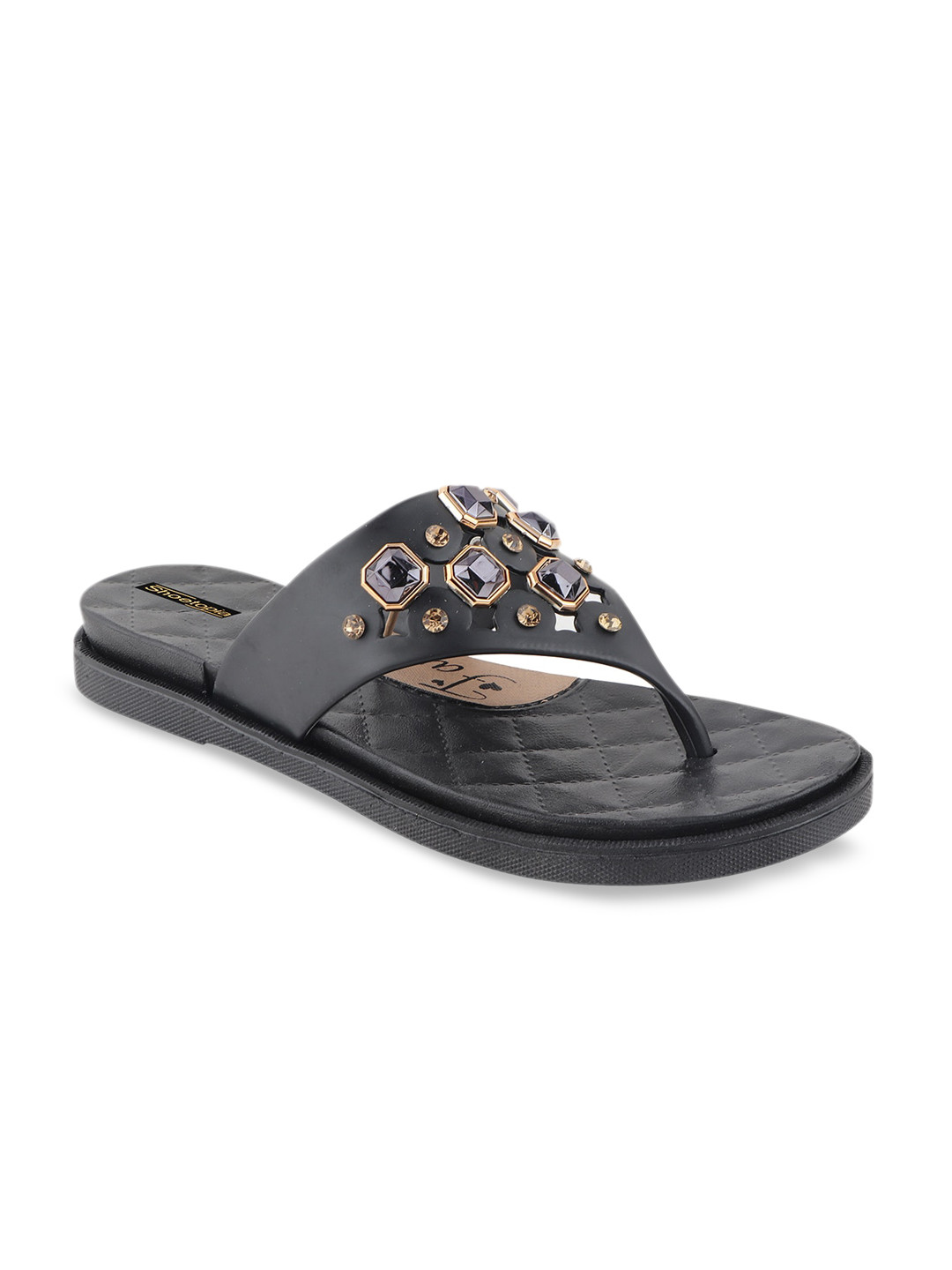 

Shoetopia Girls Black Embellished Open Toe Flats