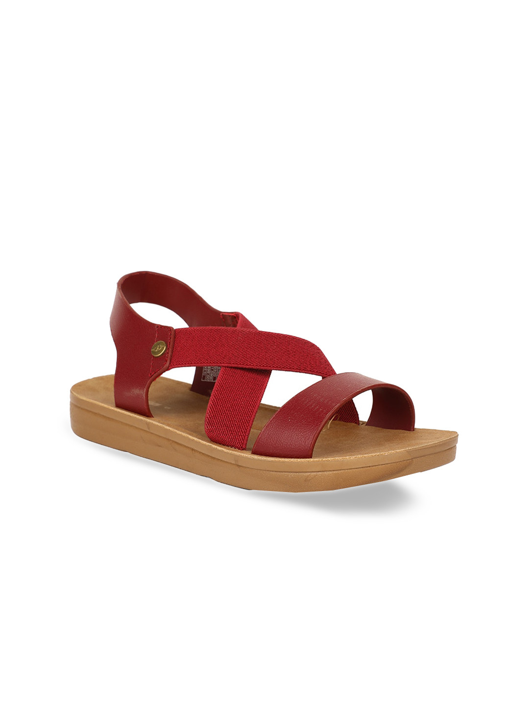 

Bata Women Red Solid PU Open Toe Flats